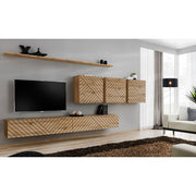SWITCH VII hanging wall unit, chêne Wotan, slatted fronts
