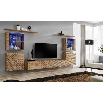 SWITCH XIV hanging wall unit, chêne Wotan, slatted fronts