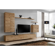 SWITCH II hanging wall unit, chêne Wotan, slatted fronts