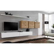 SWITCH VII hanging wall unit, blanc brillant with chêne Wotan, slatted fronts