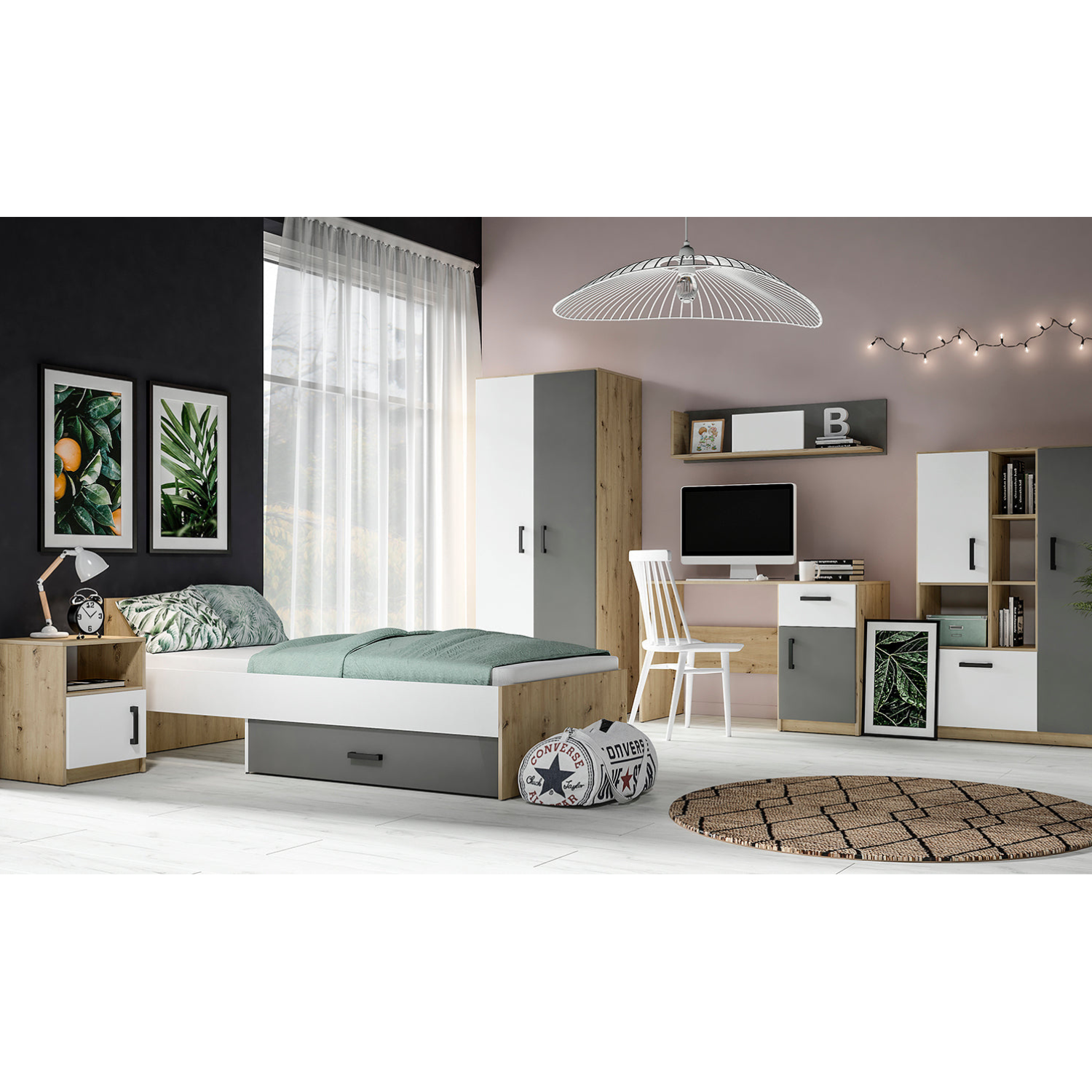 Bureau Moderne en MDF et Chêne avec Design Épuré - Idéal pour Espaces de Travail Contemporains