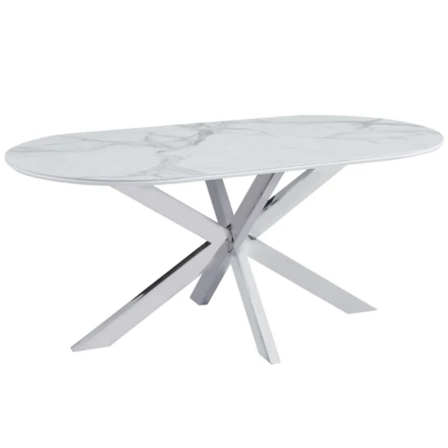 Tables à manger en Céramique Effet Marbre Blanc et Bases Métalliques