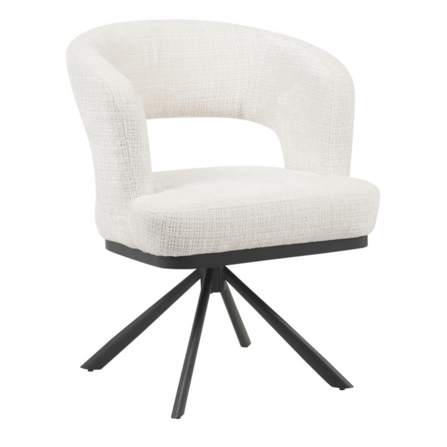Chaise design pivotante 360° – Assise en tissu bouclé texturé, piétement en acier (Beige ou Taupe)