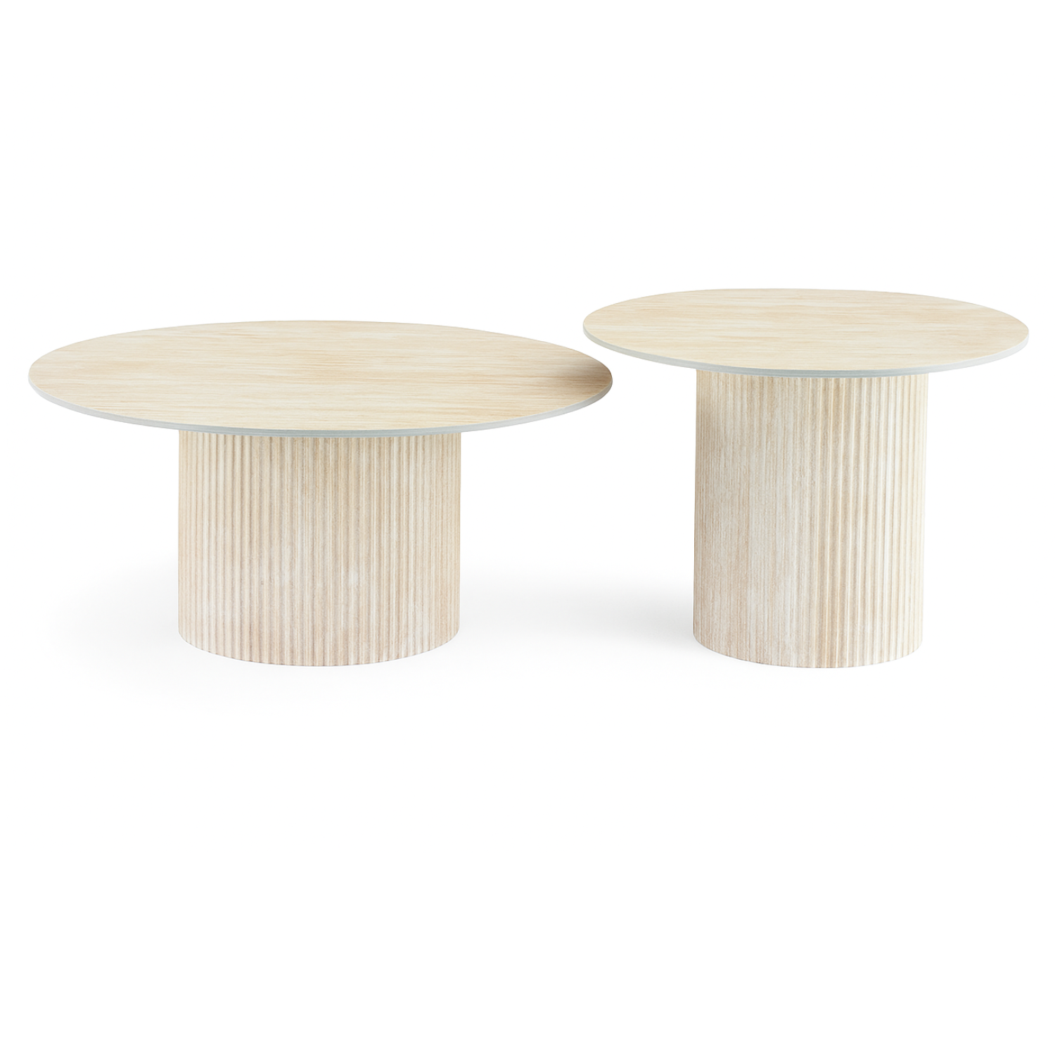 Table basse Plateau marbre en Céramique et Piètement Travertin