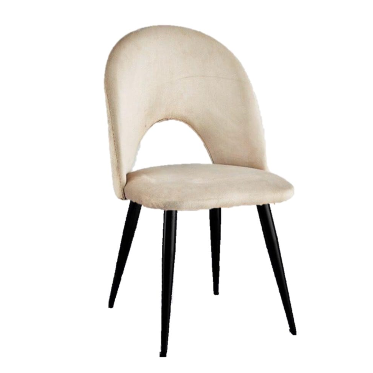 Chaise en velours avec piètement noir ou doré – L 45 cm x P 45 cm x H 90 cm