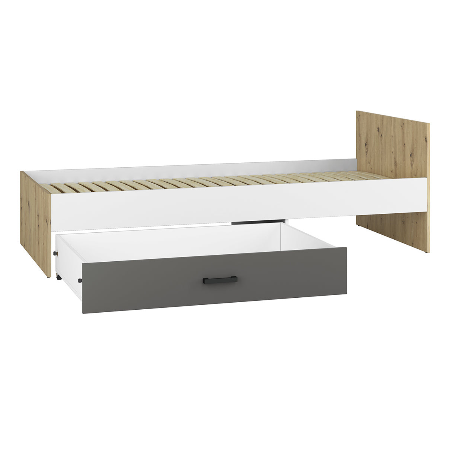 Lit Contemporain avec Structure en Bois et Métal - Confort et Élégance