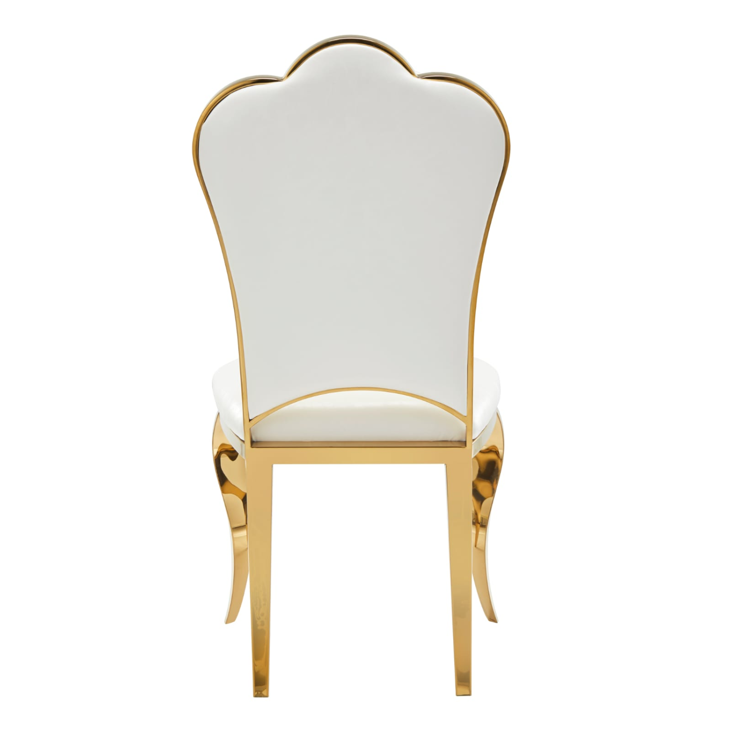 Chaise Gold avec  Assise simili-cuir et  Piètement acier inoxydable doré ou argenté
