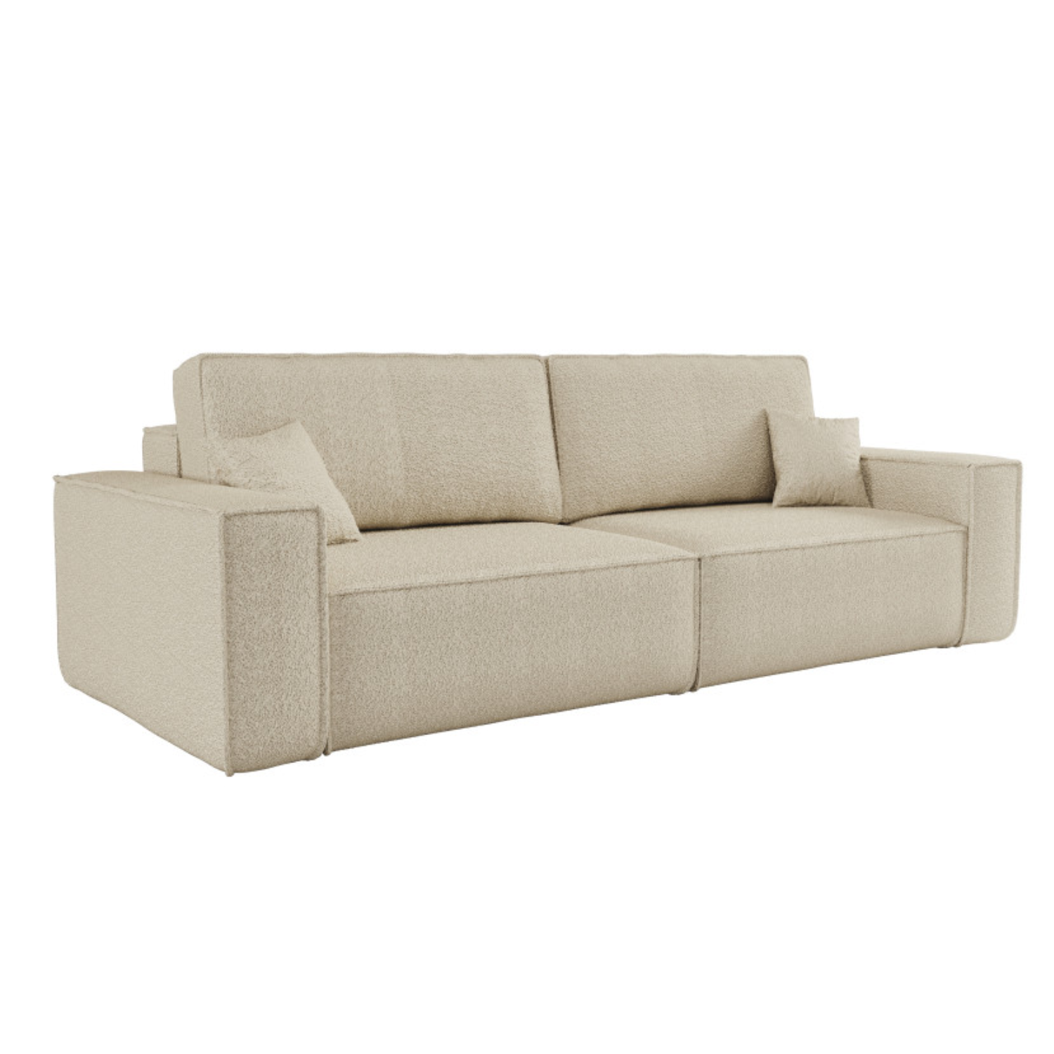 Canapé droit 3 places convertible en tissu bouclette
