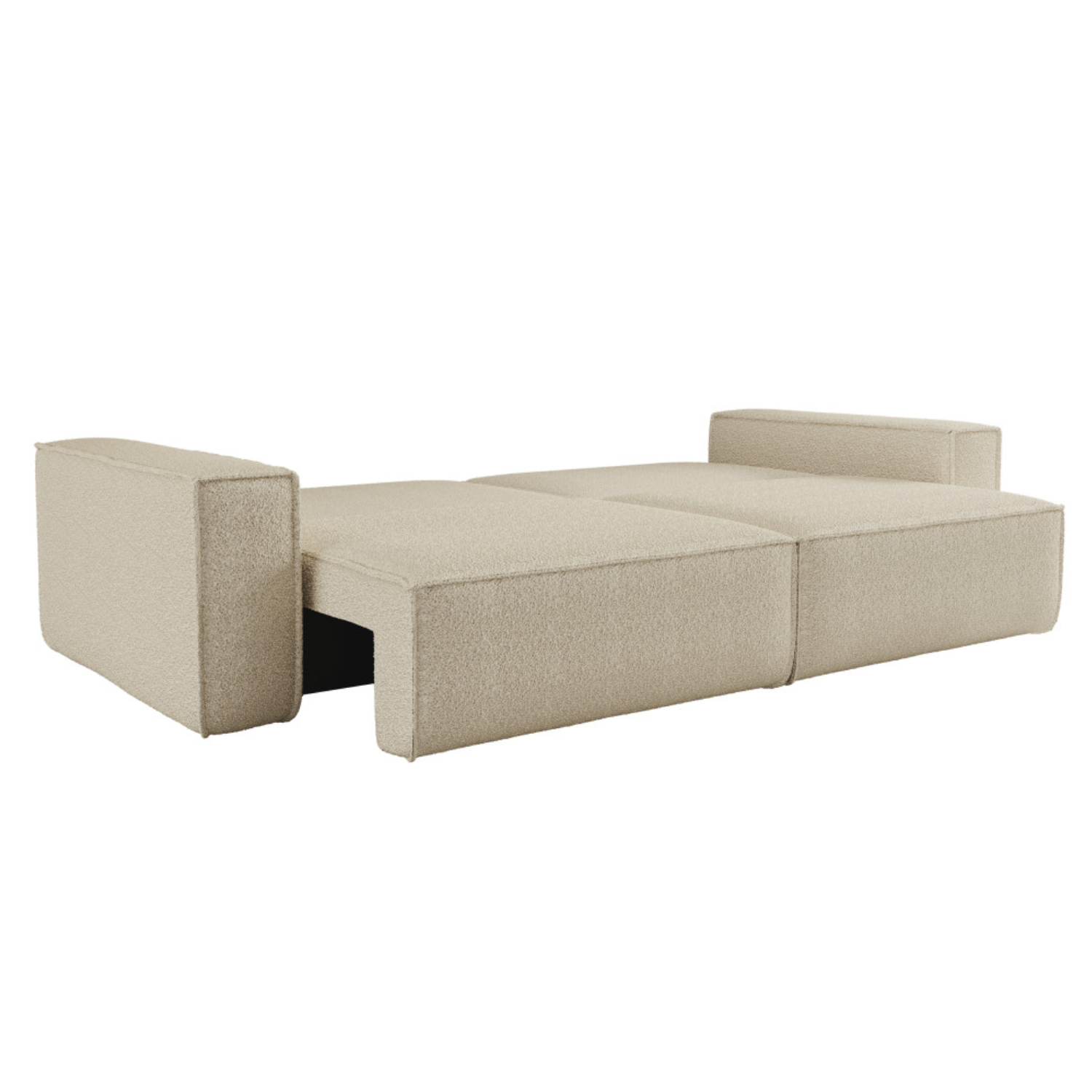 Canapé droit 3 places convertible en tissu bouclette