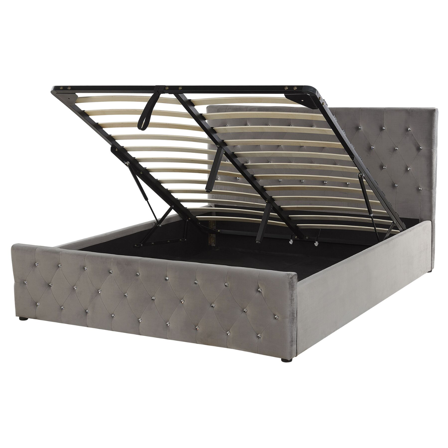 Lit CALINA en velours – Coffre de rangement – 140x200 & 160x200 cm – Noir, Gris, Beige