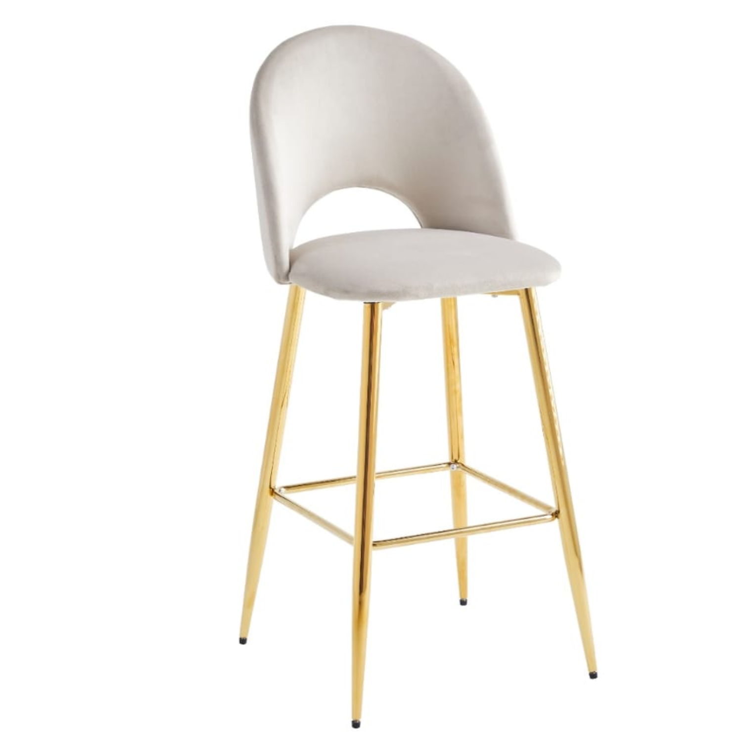 Chaise de bar en velours avec piètement  doré, argenté ou noir –  L45 x P45 x H112 cm