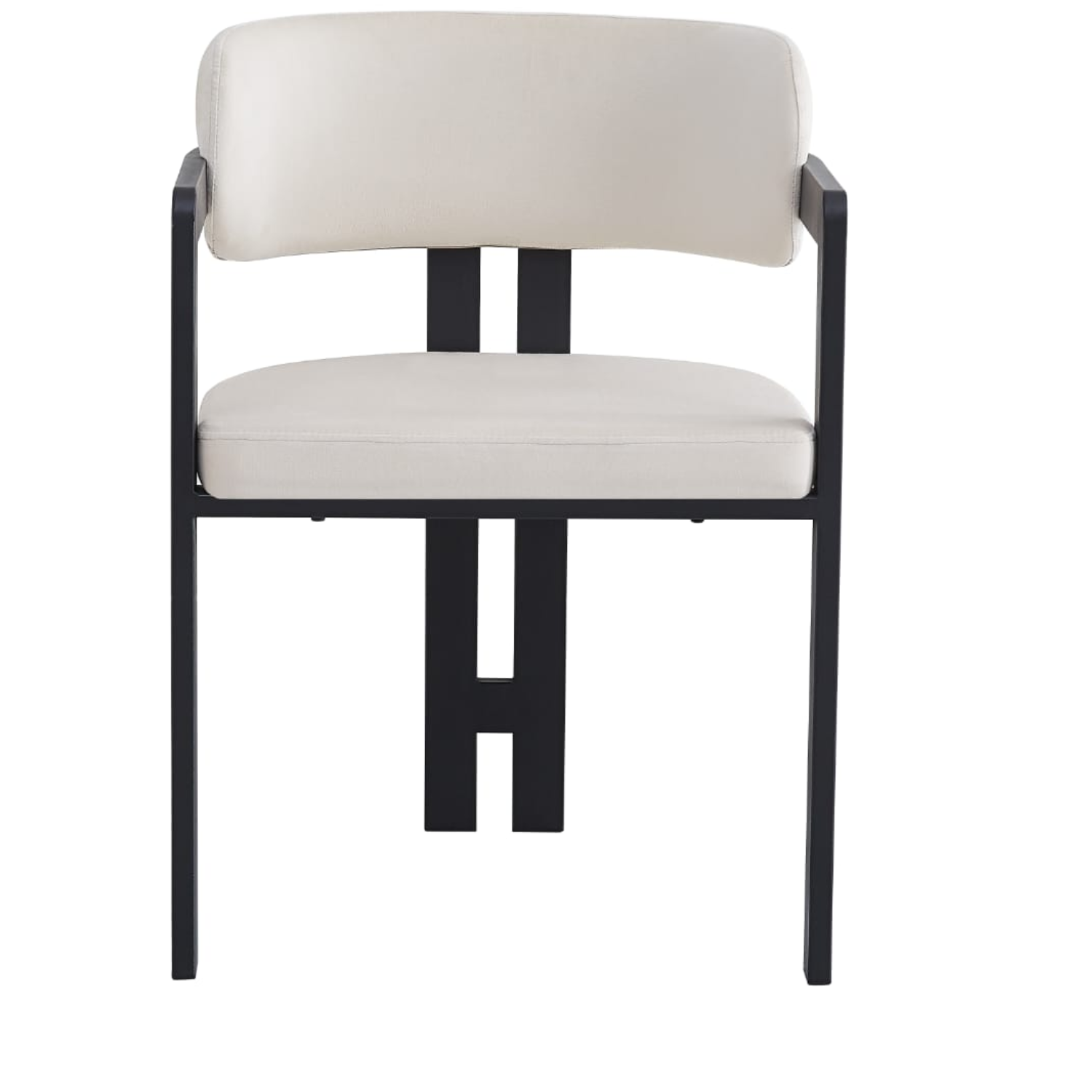 Chaise en  structure en métal noir avec assise en tweed latte confortable