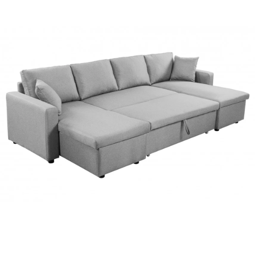 Canapé U panoramique convertible avec 2 coffres en tissu