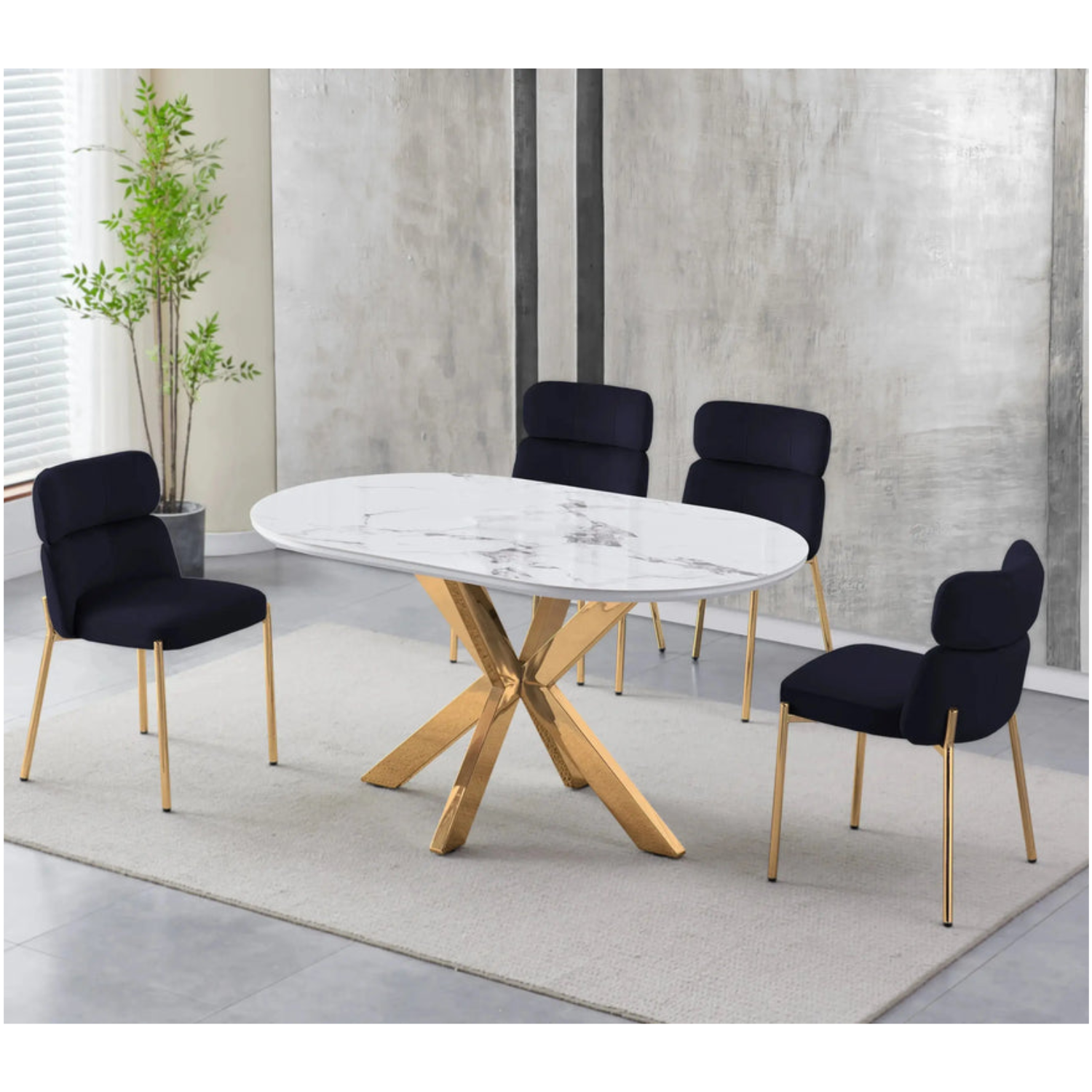 Chaise en Velours avec Piétement en Acier Inoxydable