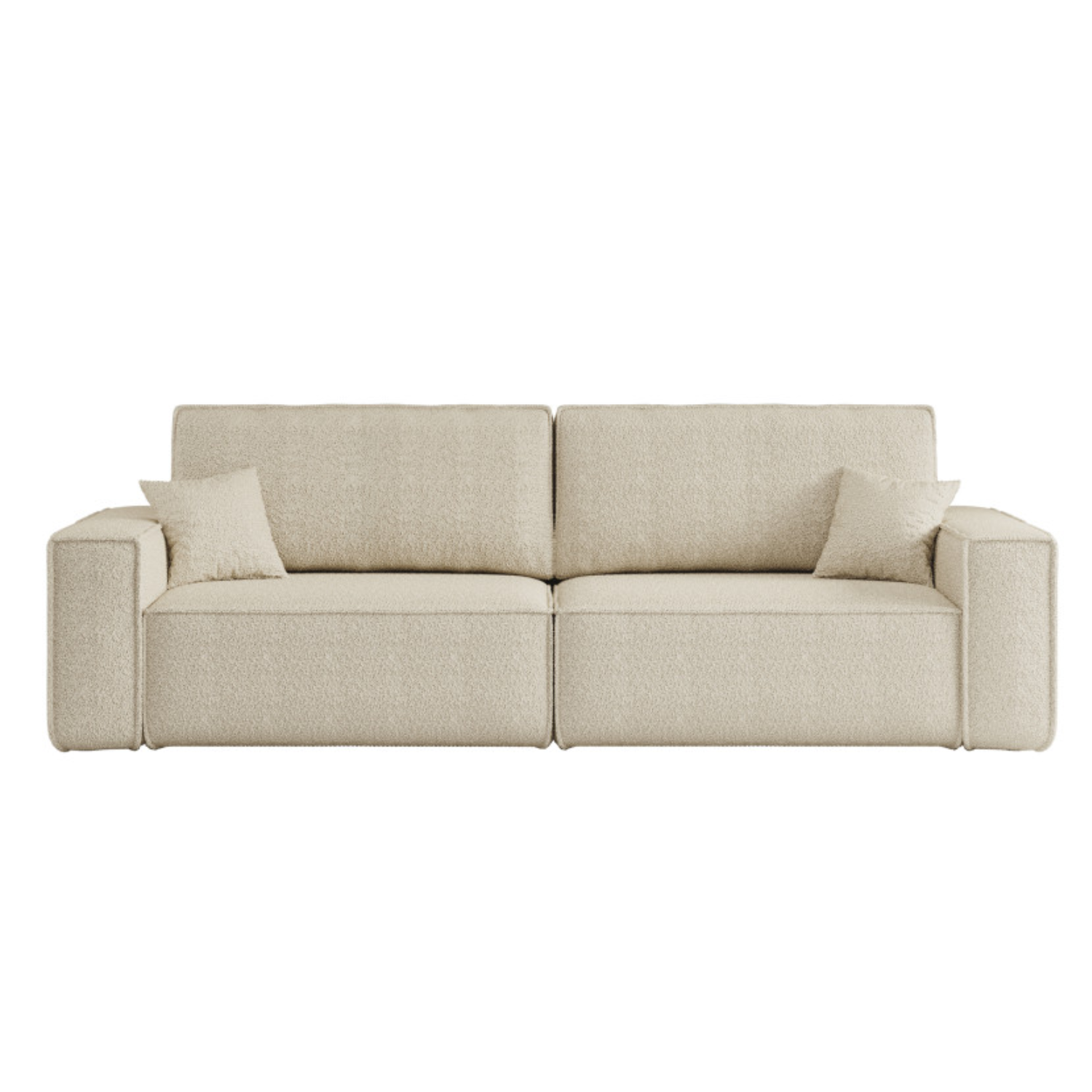 Canapé droit 3 places convertible en tissu bouclette