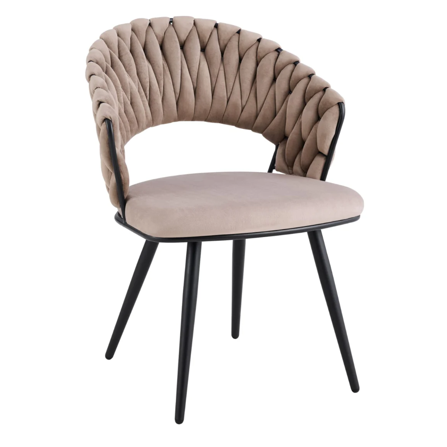 Chaise avec Pieds en Métal Noir et Assise en Velours