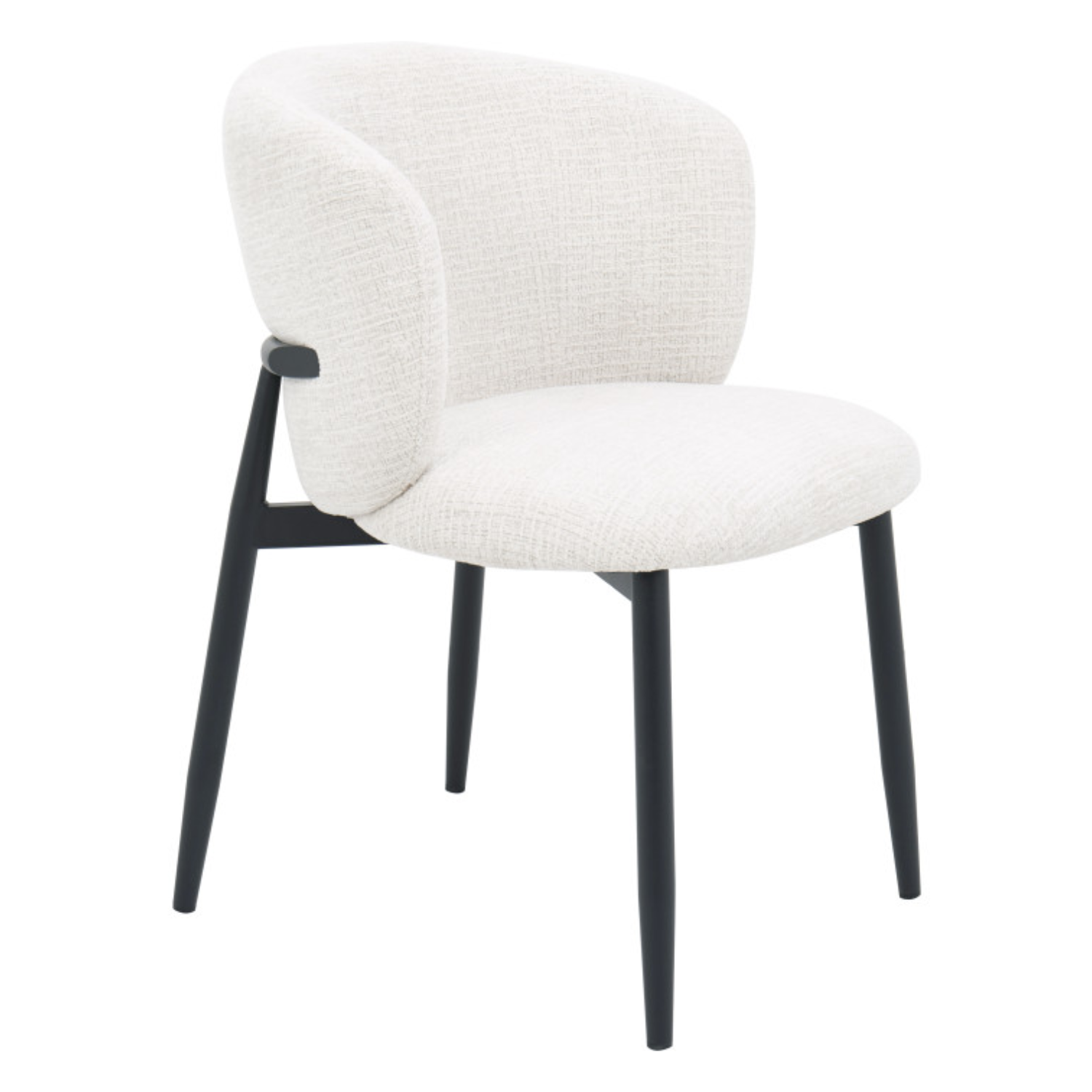 Chaise design – Assise et dossier en tissu, piétement acier (Beige ou Blanc)