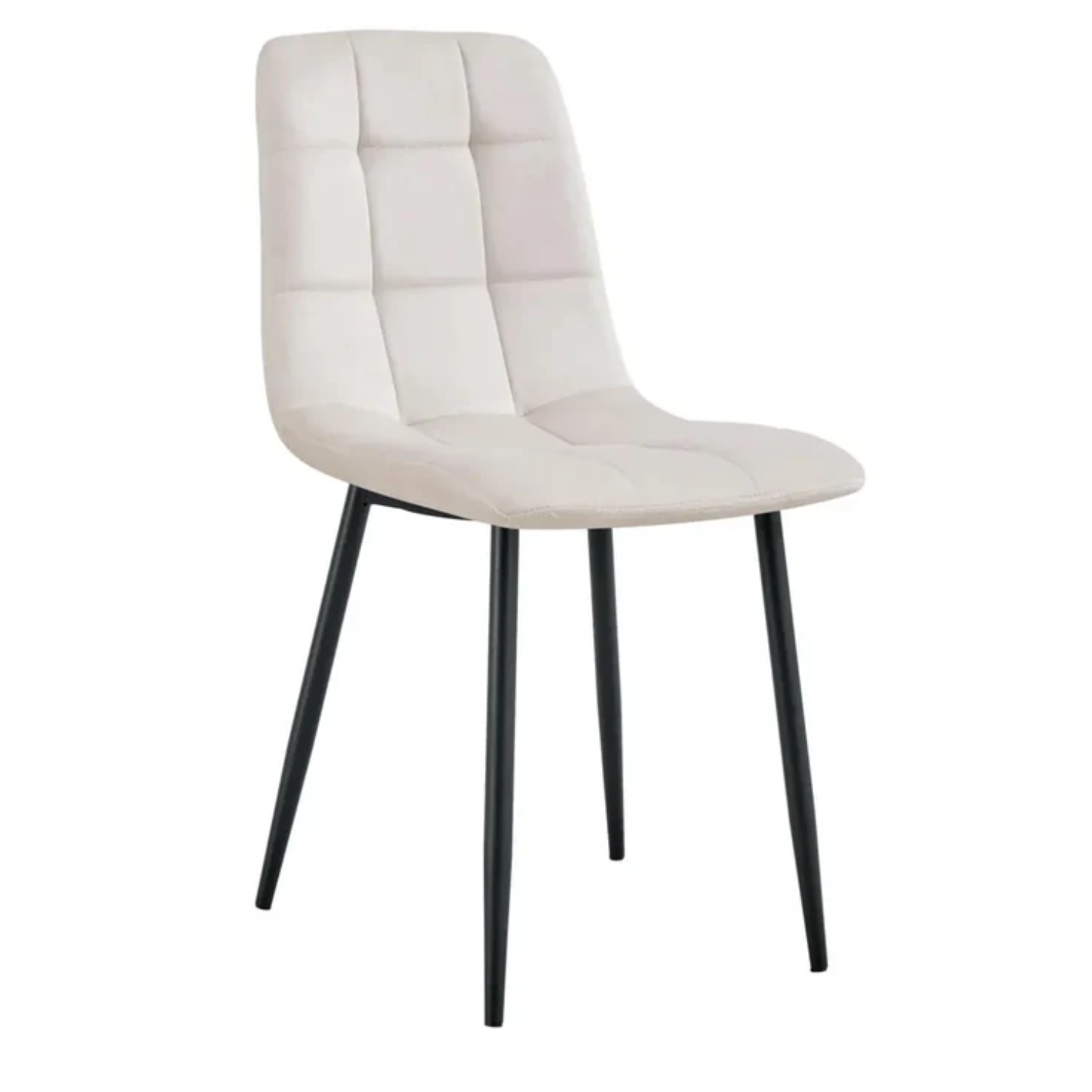 Chaise avec assise en tissu velours et piètement en acier