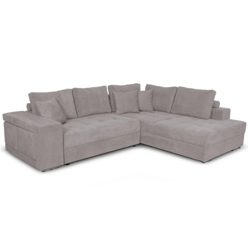 Canapé d'angle convertible avec 2 poufs et coffre en tissu