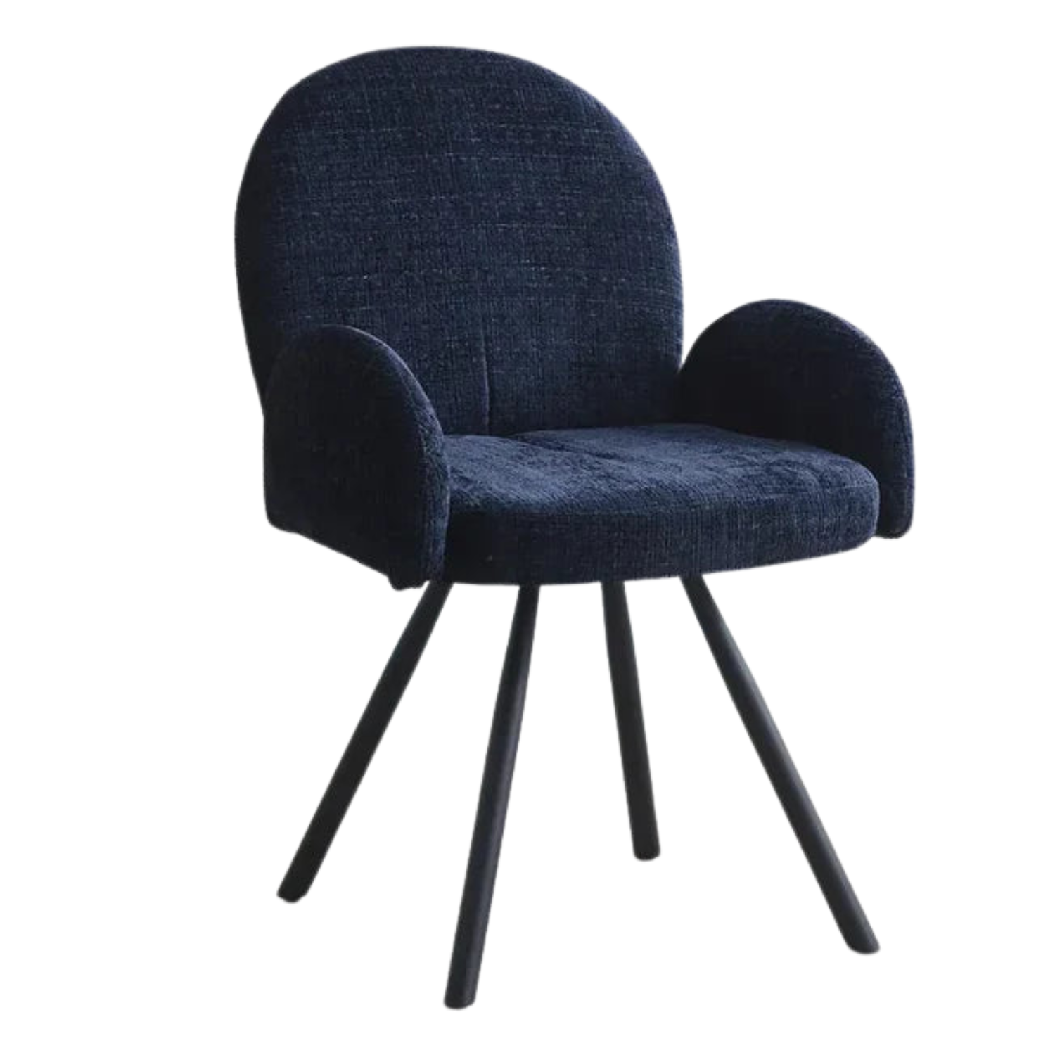 Chaise en tissu chenille avec dossier haut – Piètement en acier doré, argenté ou noir