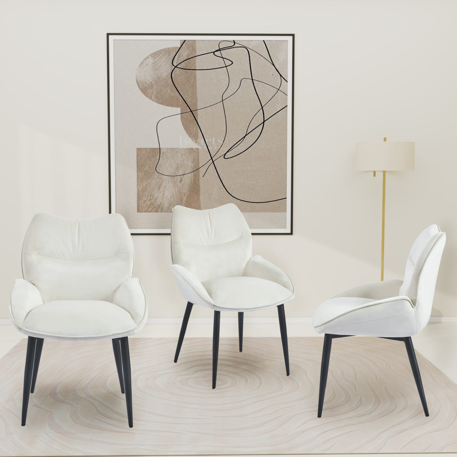 chaise  Assise ergonomique en velours & pieds métal