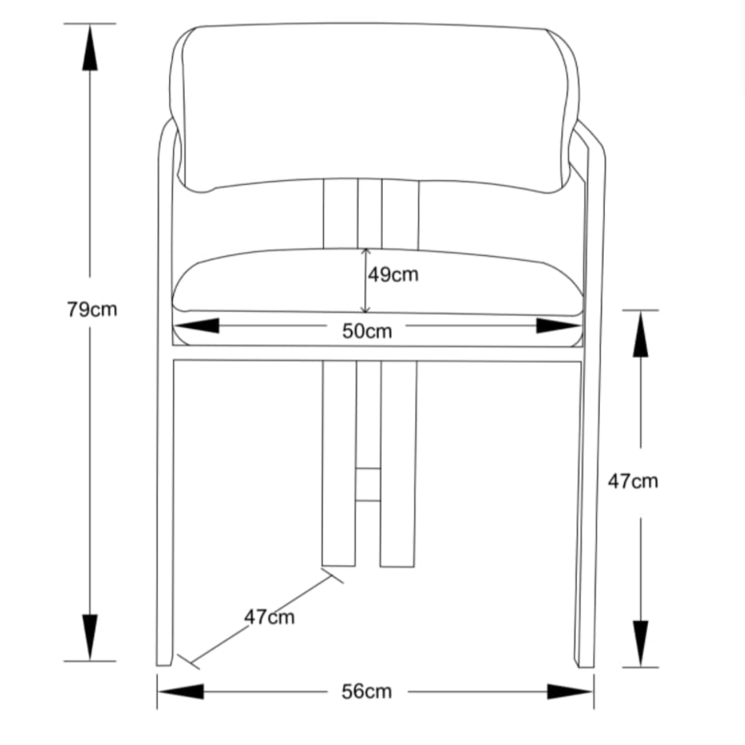 Chaise en  structure en métal noir avec assise en tweed latte confortable