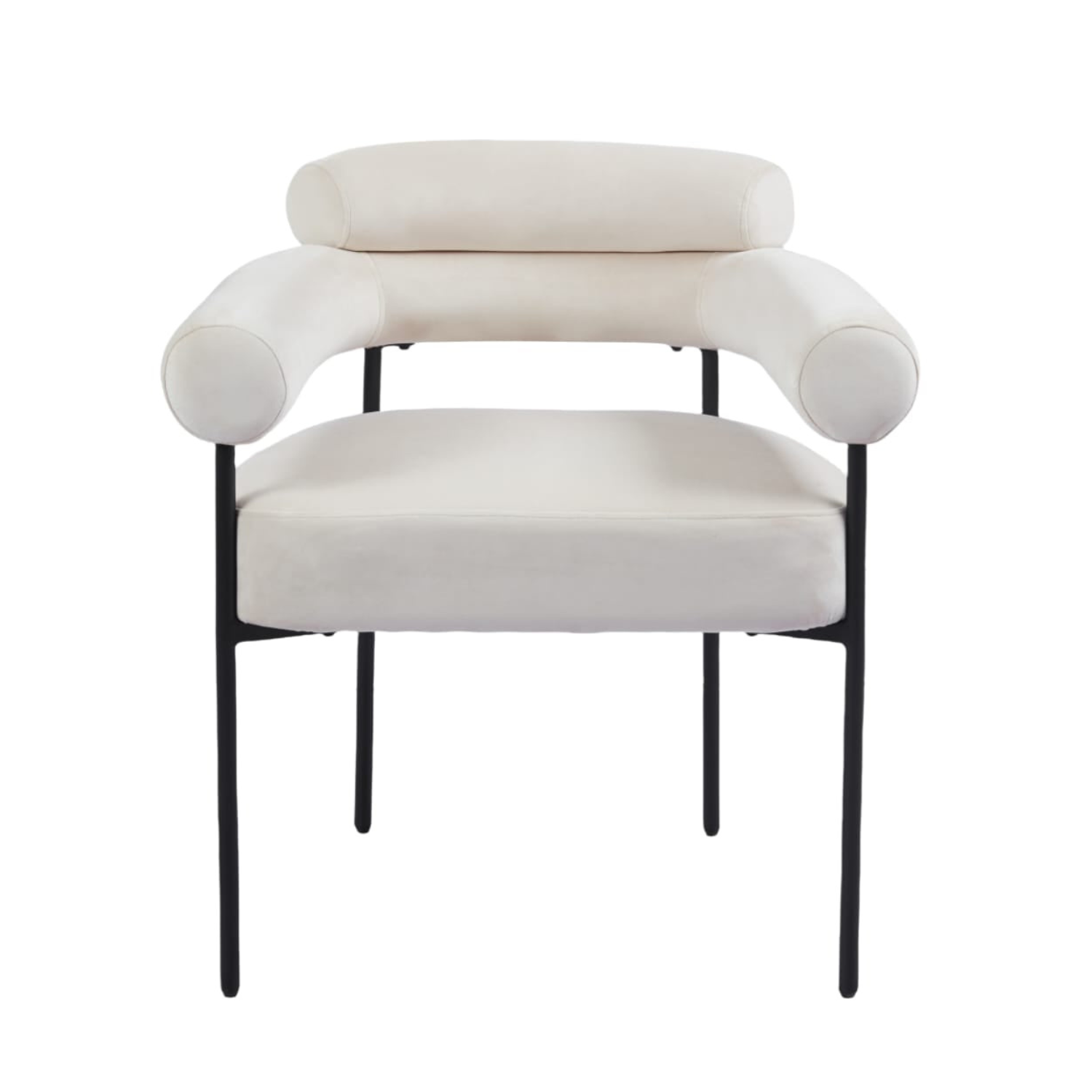 Chaise en  Tissu Bouclé Blanc Doudou ou Velours avec piétement métallique