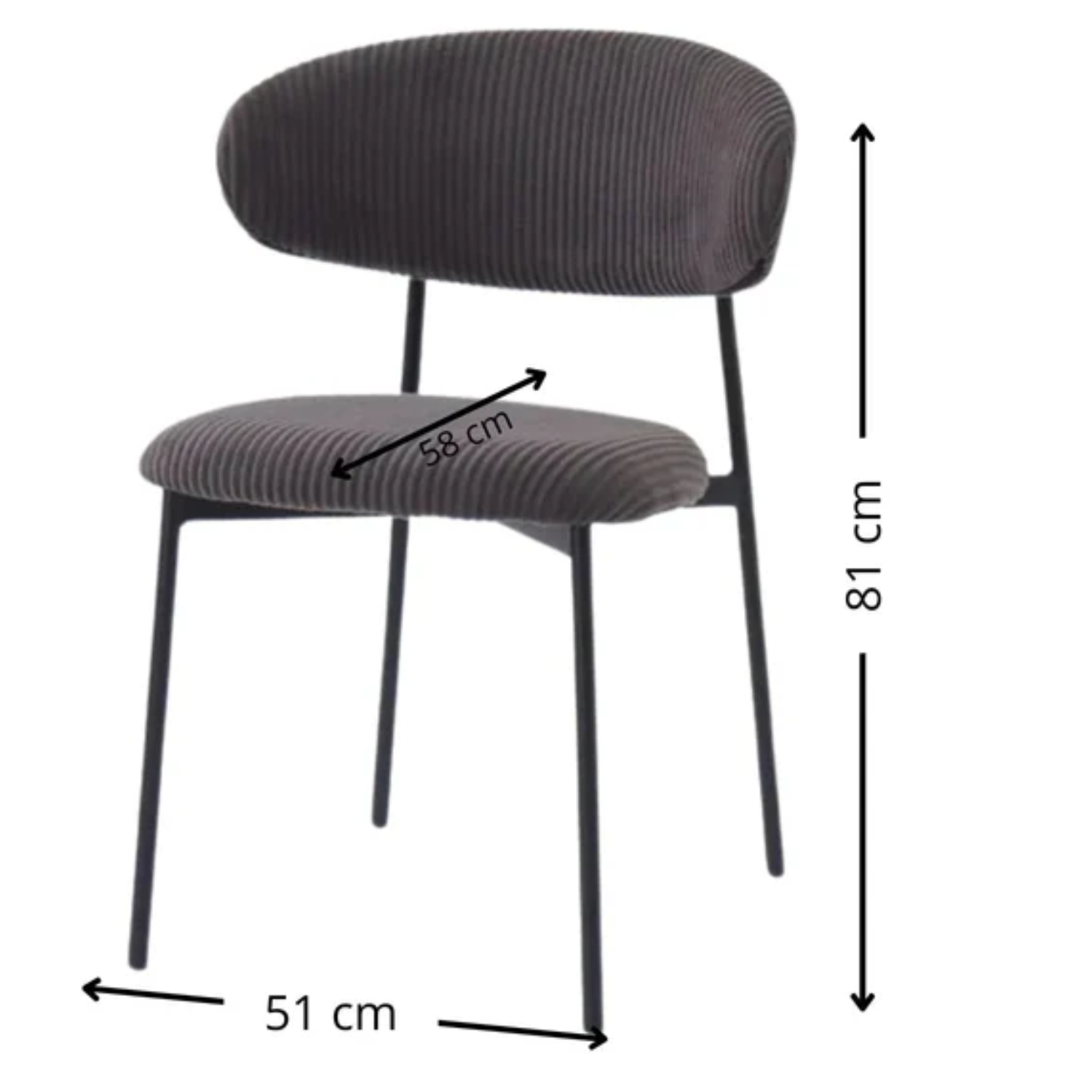 Chaise  Revêtement Tissu Côtelé ou Serge – Pieds Métal Noir