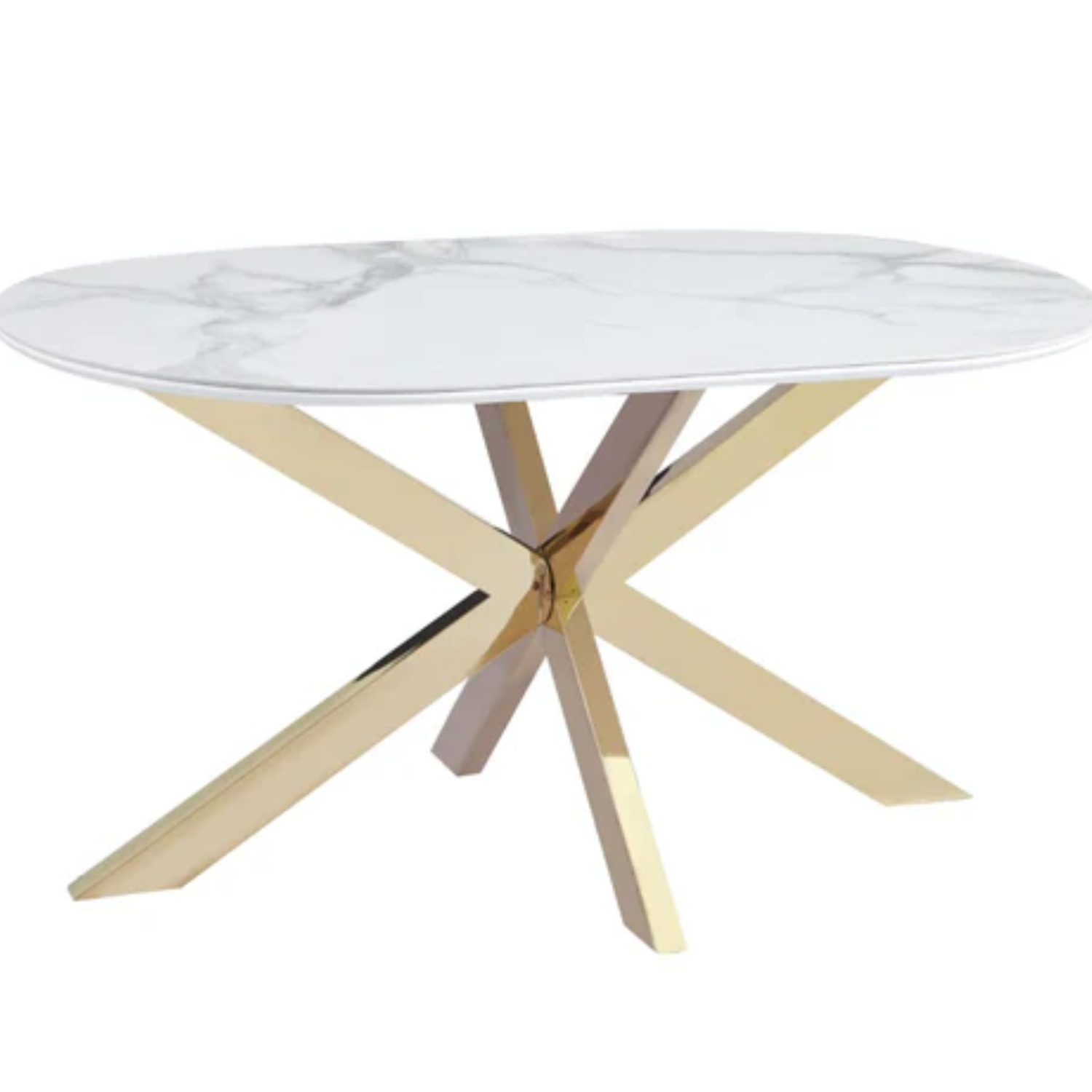 Tables à manger en Céramique Effet Marbre Blanc et Bases Métalliques