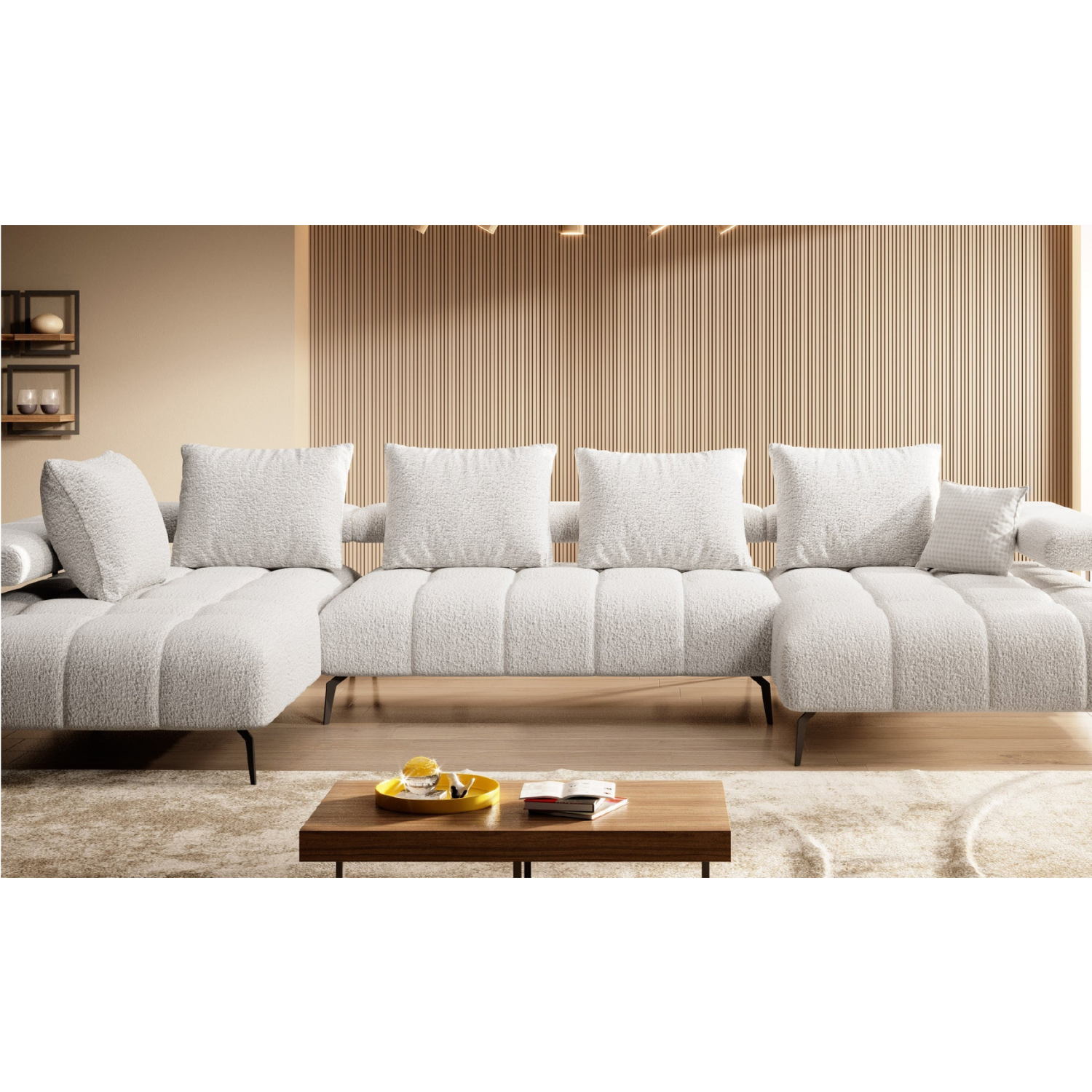 Canapé d’angle moderne avec réglage électrique de la profondeur d’assise