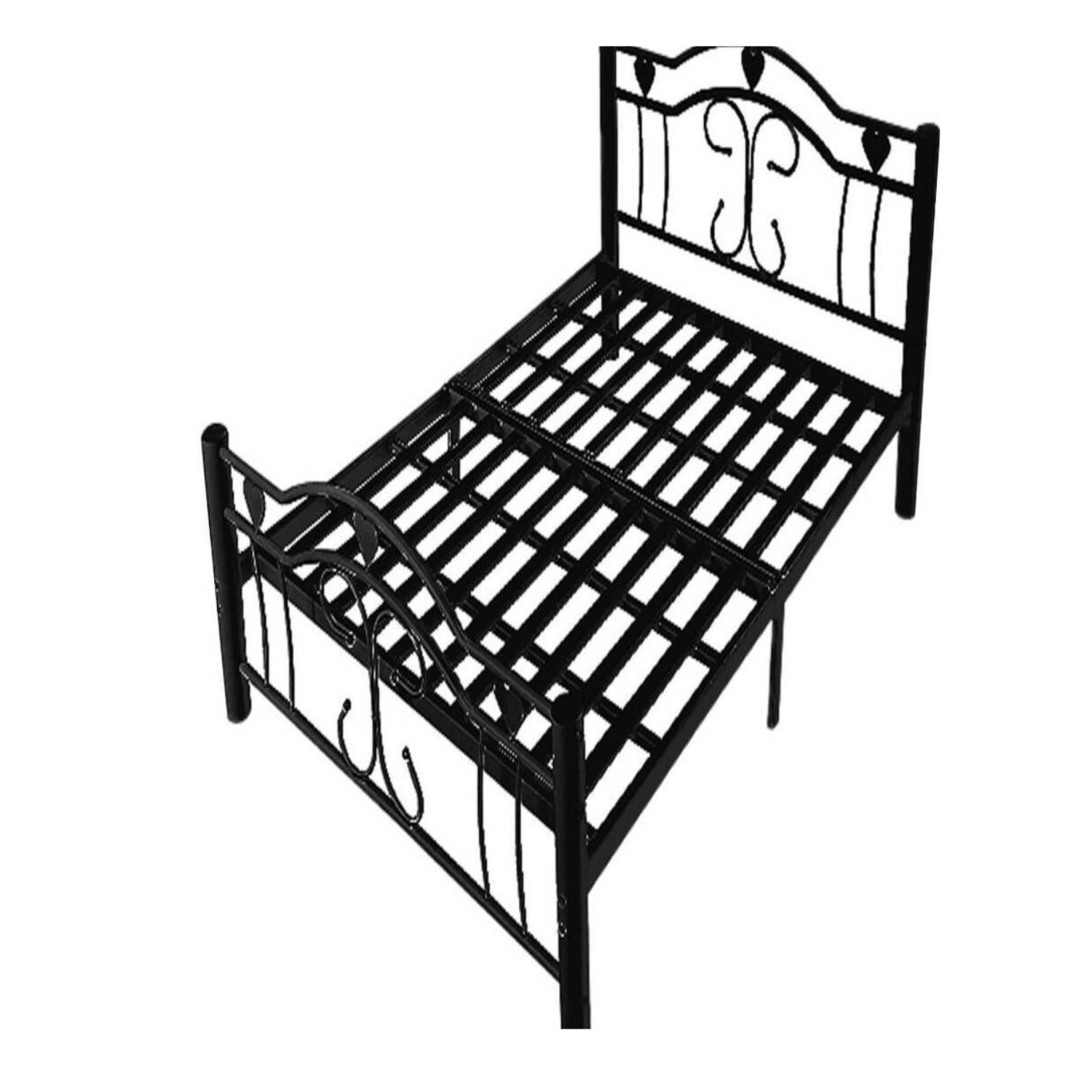 Lit en métal en  Noir ou Blanc - Sommier et structure acier