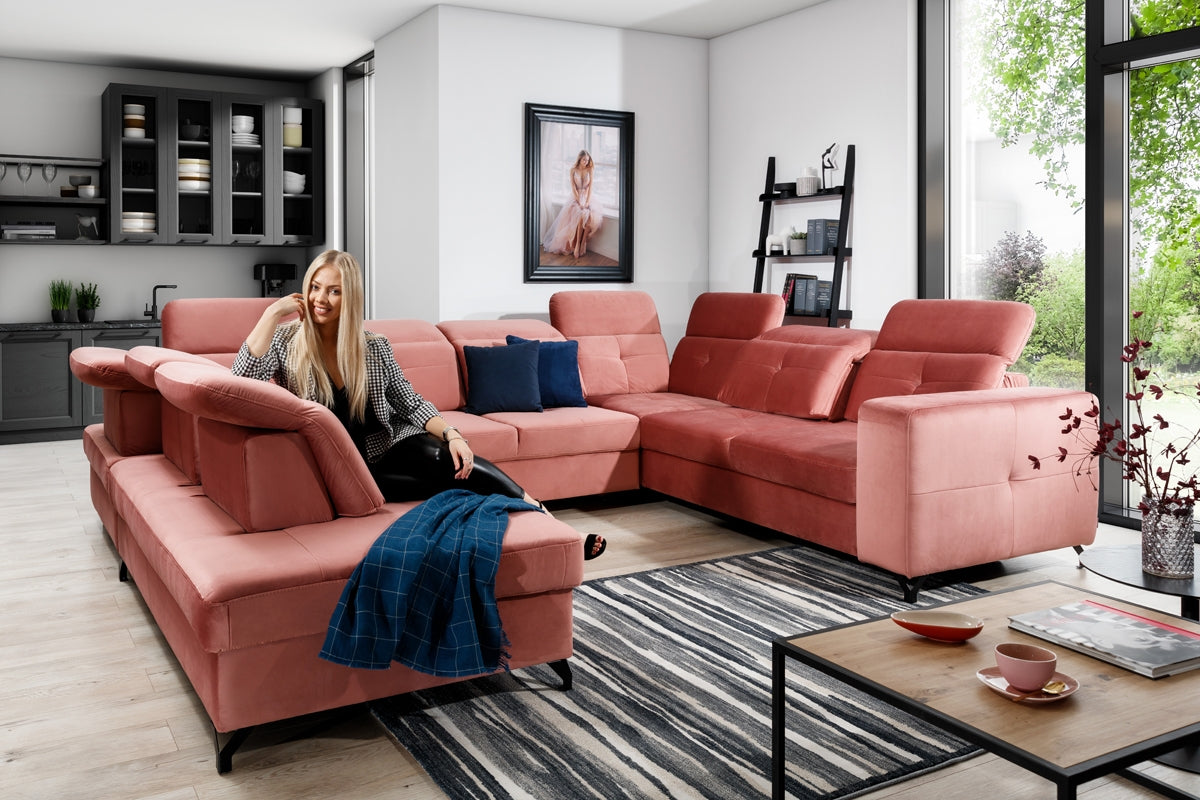 Canapé d’angle convertible modulable en velours magique – Confort et élégance ultime