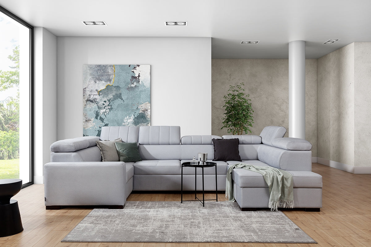 Canapé d'Angle L Convertible en Velours Gris avec Rangement – Confort et Élégance