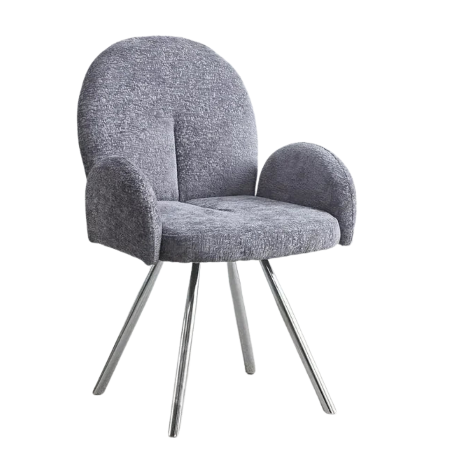 Chaise en tissu chenille avec dossier haut – Piètement en acier doré, argenté ou noir