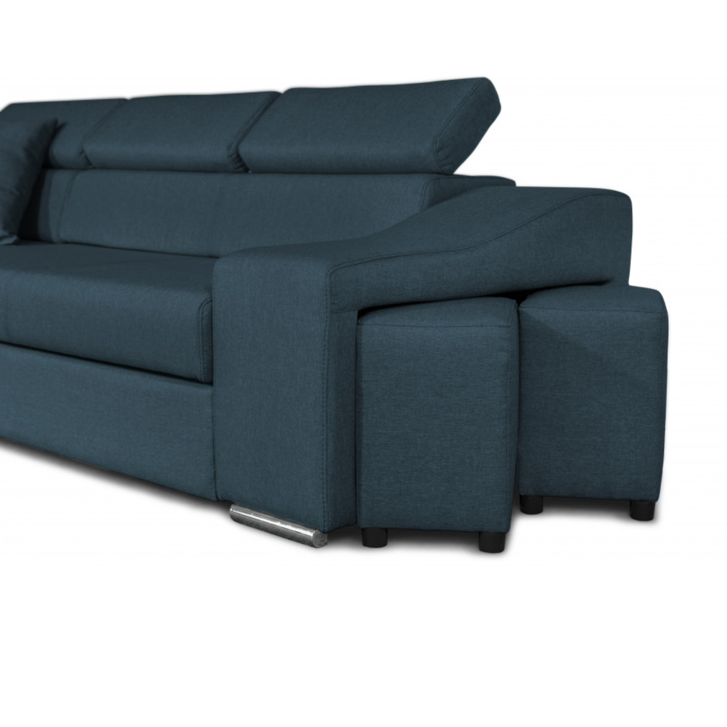 Canapé d'angle réversible, convertible avec coffre et 2 poufs en tissu