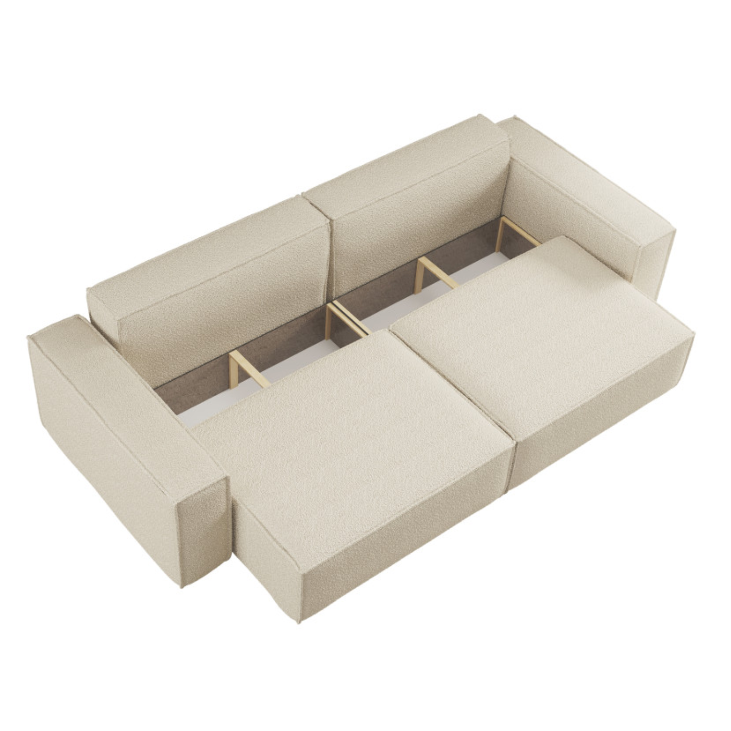 Canapé droit 3 places convertible en tissu bouclette