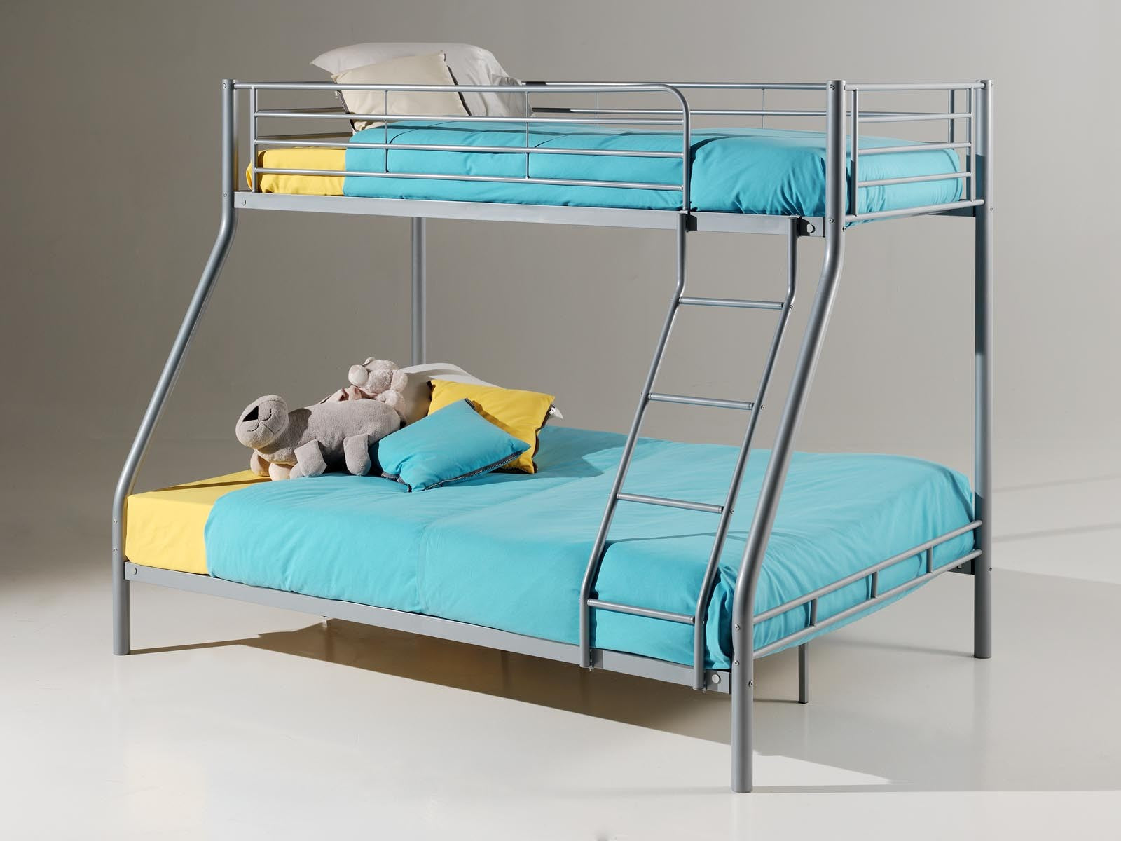 Lit superposé – Revêtement et sommier en acier – Gris – 90x190 + 140x190 cm|Destockage|Decora Home