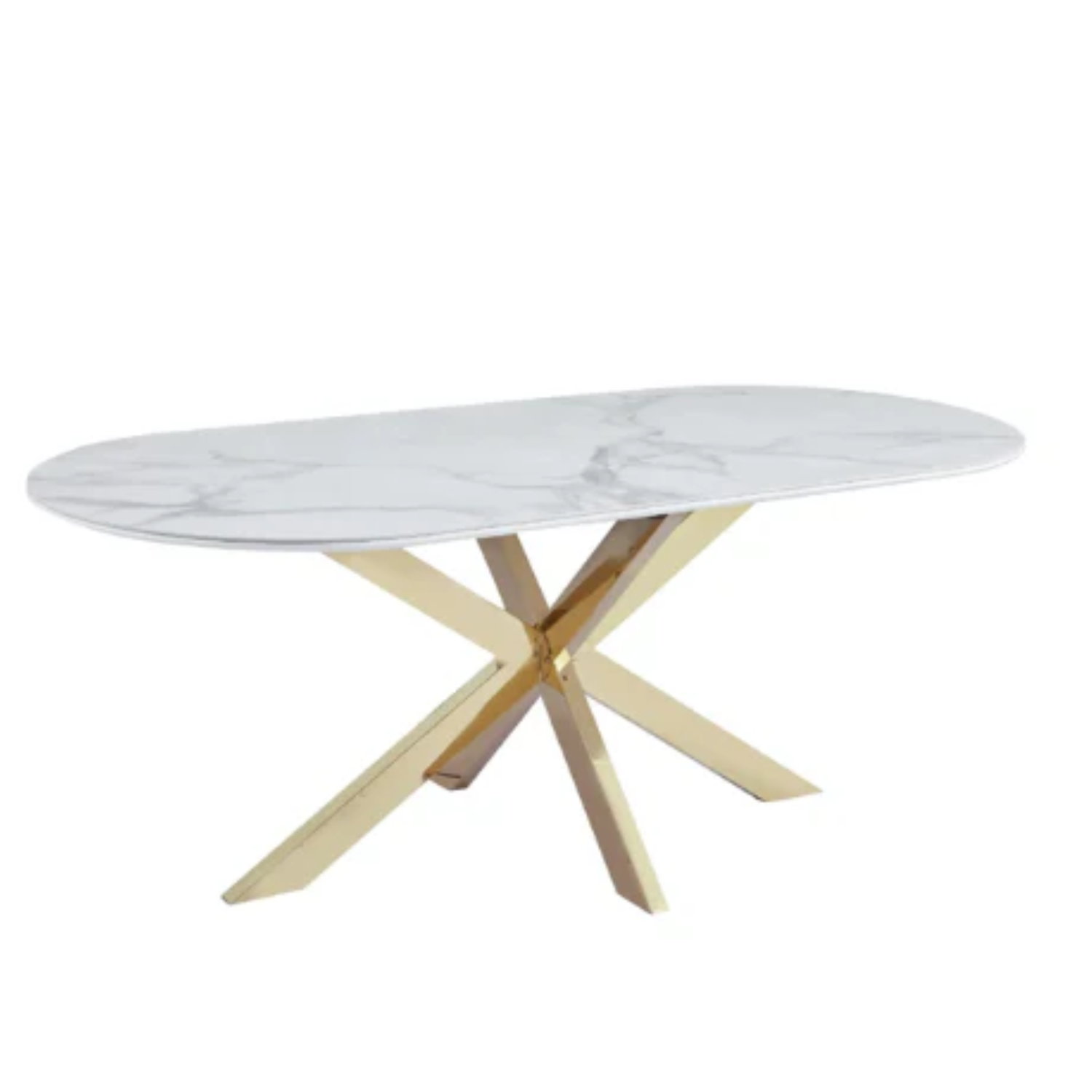 Tables à manger en Céramique Effet Marbre Blanc et Bases Métalliques