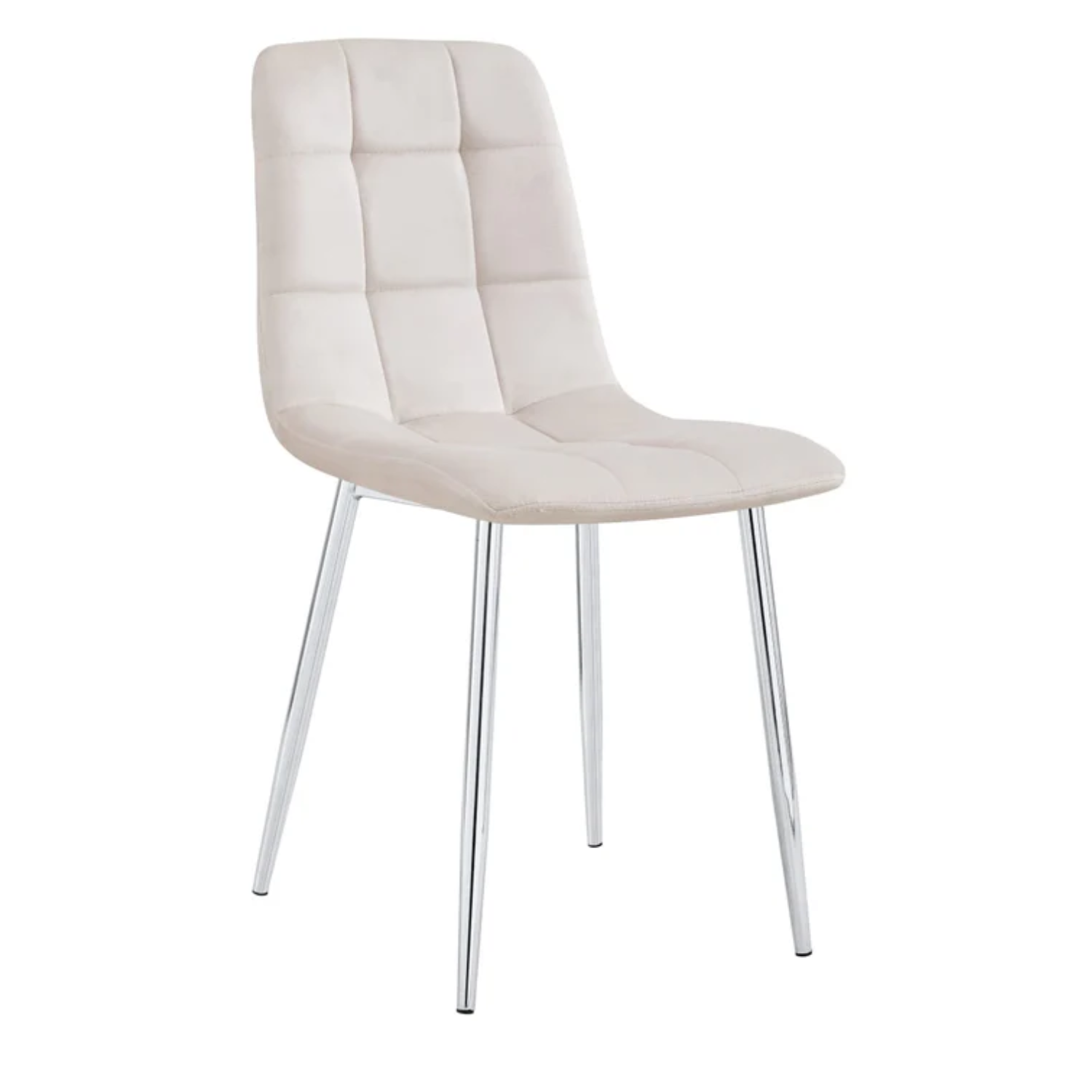 Chaise avec assise en tissu velours et piètement en acier