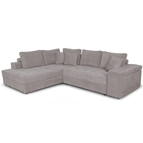 Canapé d'angle convertible avec 2 poufs et coffre en tissu