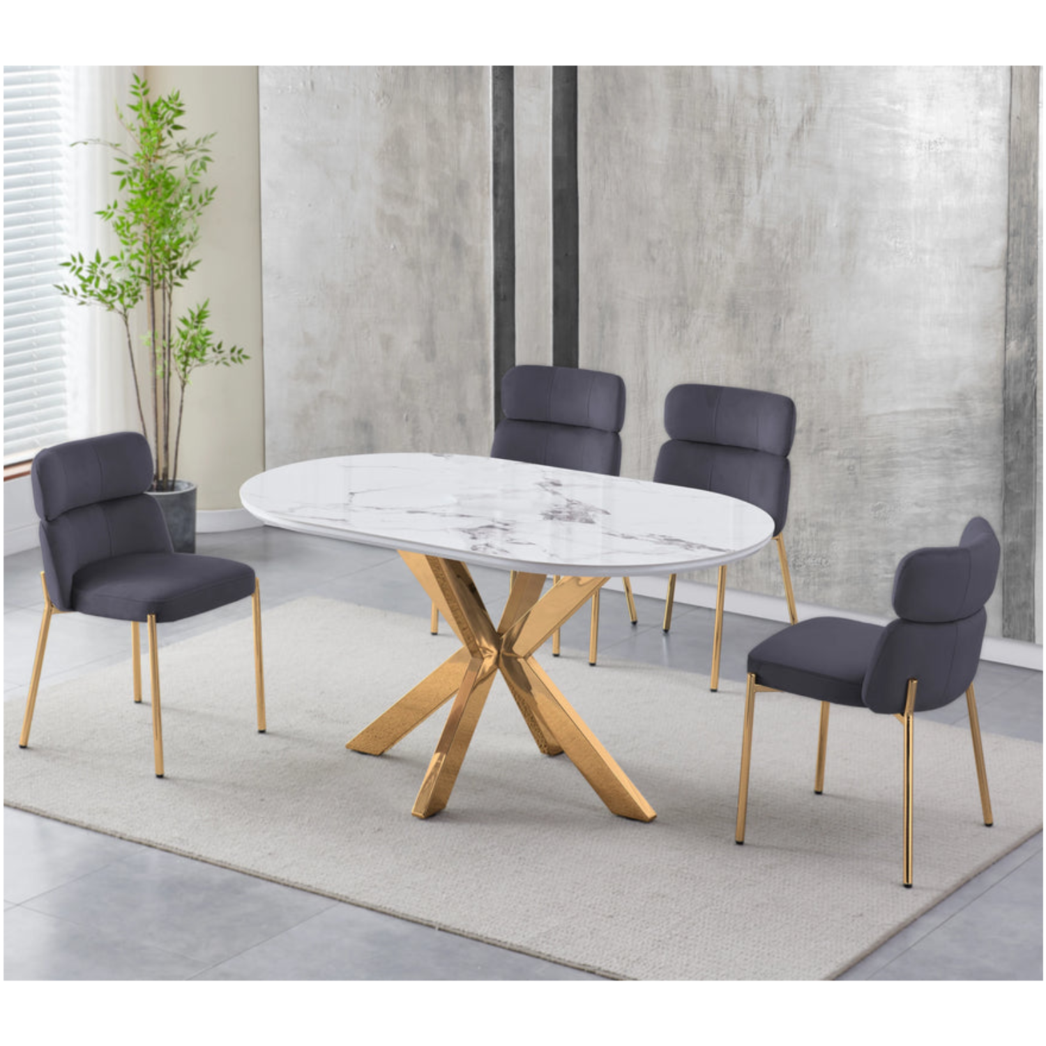 Chaise en Velours avec Piétement en Acier Inoxydable