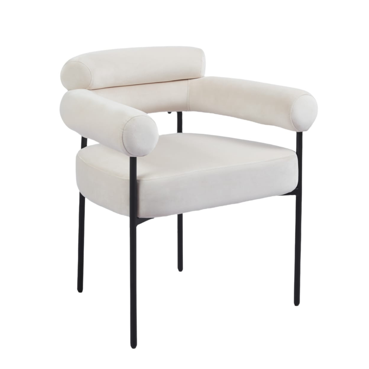Chaise en  Tissu Bouclé Blanc Doudou ou Velours avec piétement métallique