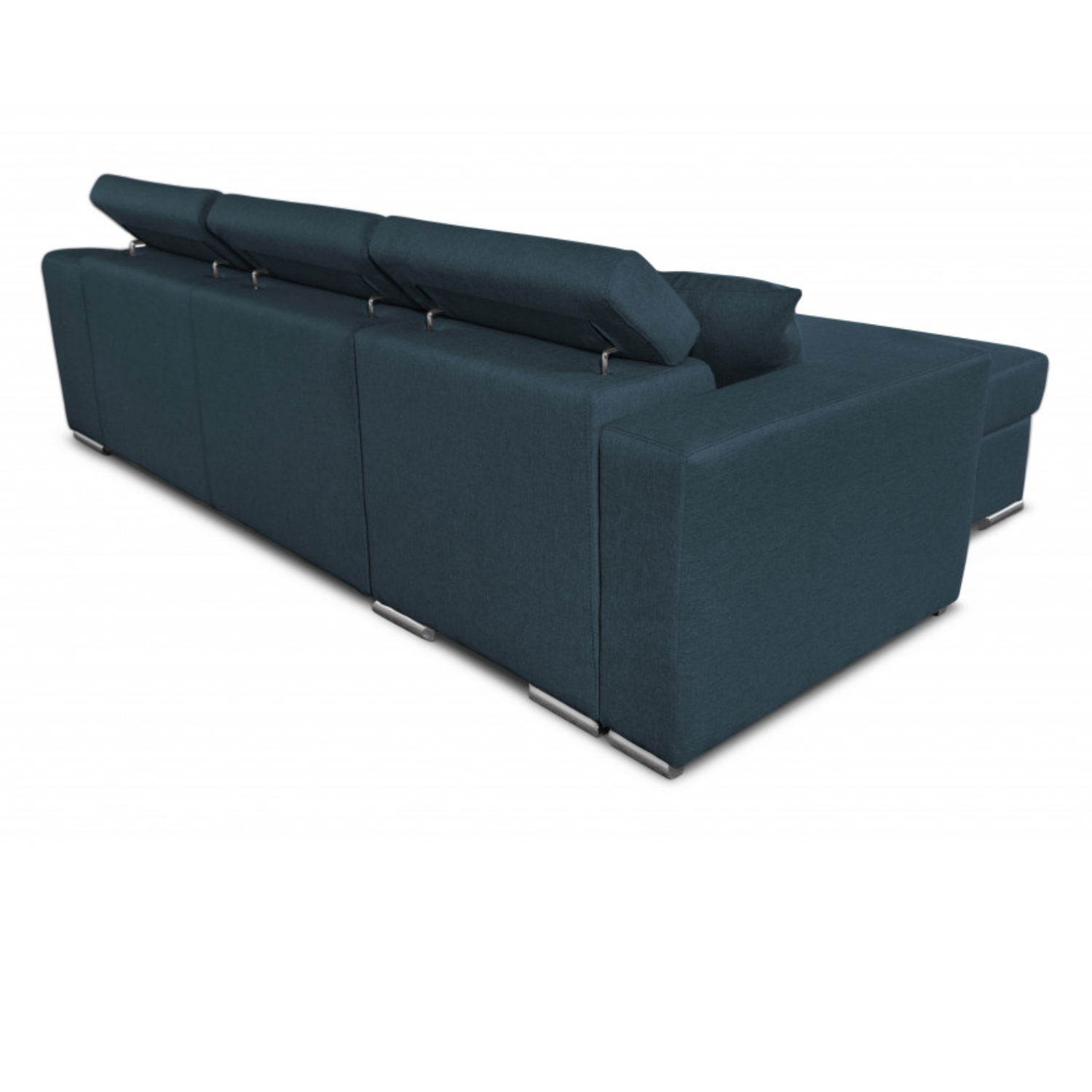 Canapé d'angle réversible, convertible avec coffre et 2 poufs en tissu