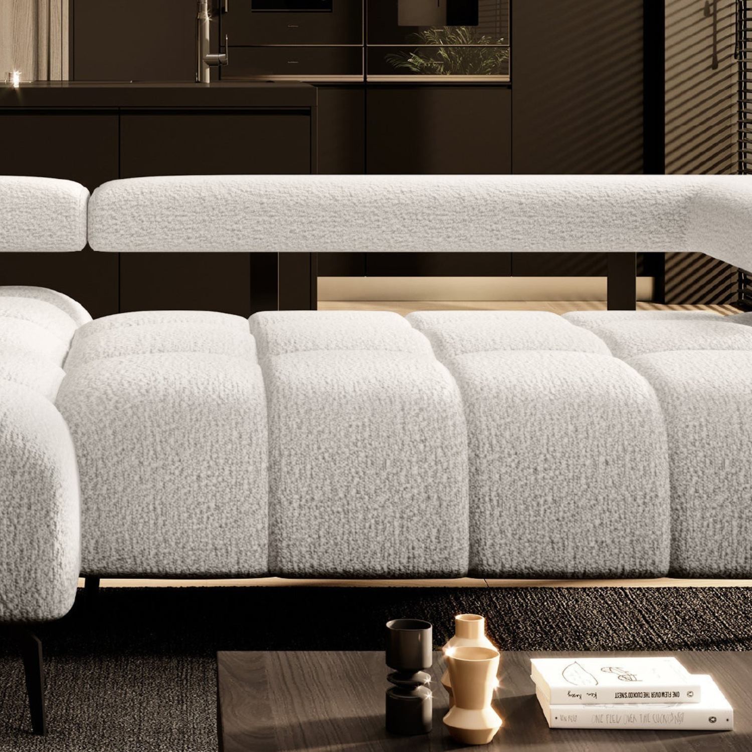 Canapé d’angle moderne avec réglage électrique de la profondeur d’assise