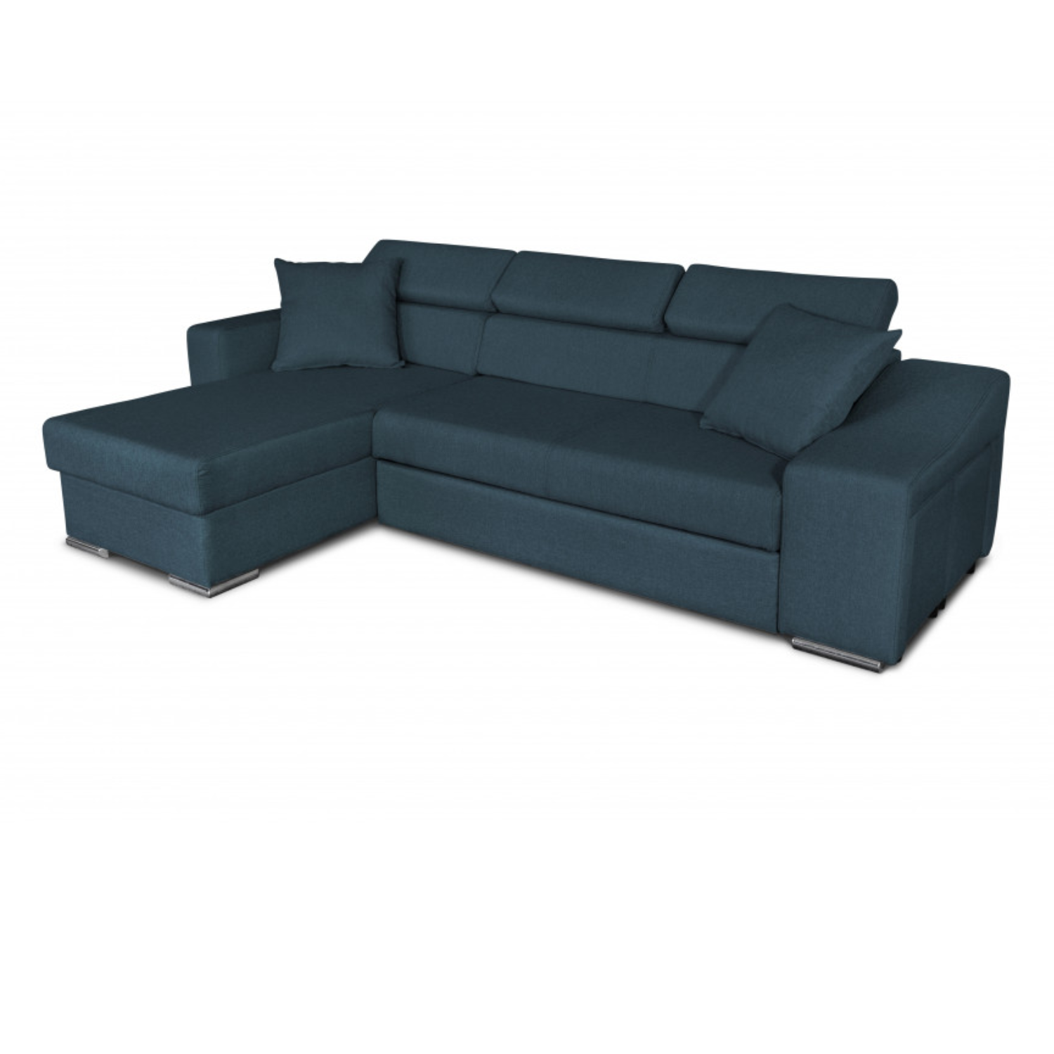 Canapé d'angle réversible, convertible avec coffre et 2 poufs en tissu