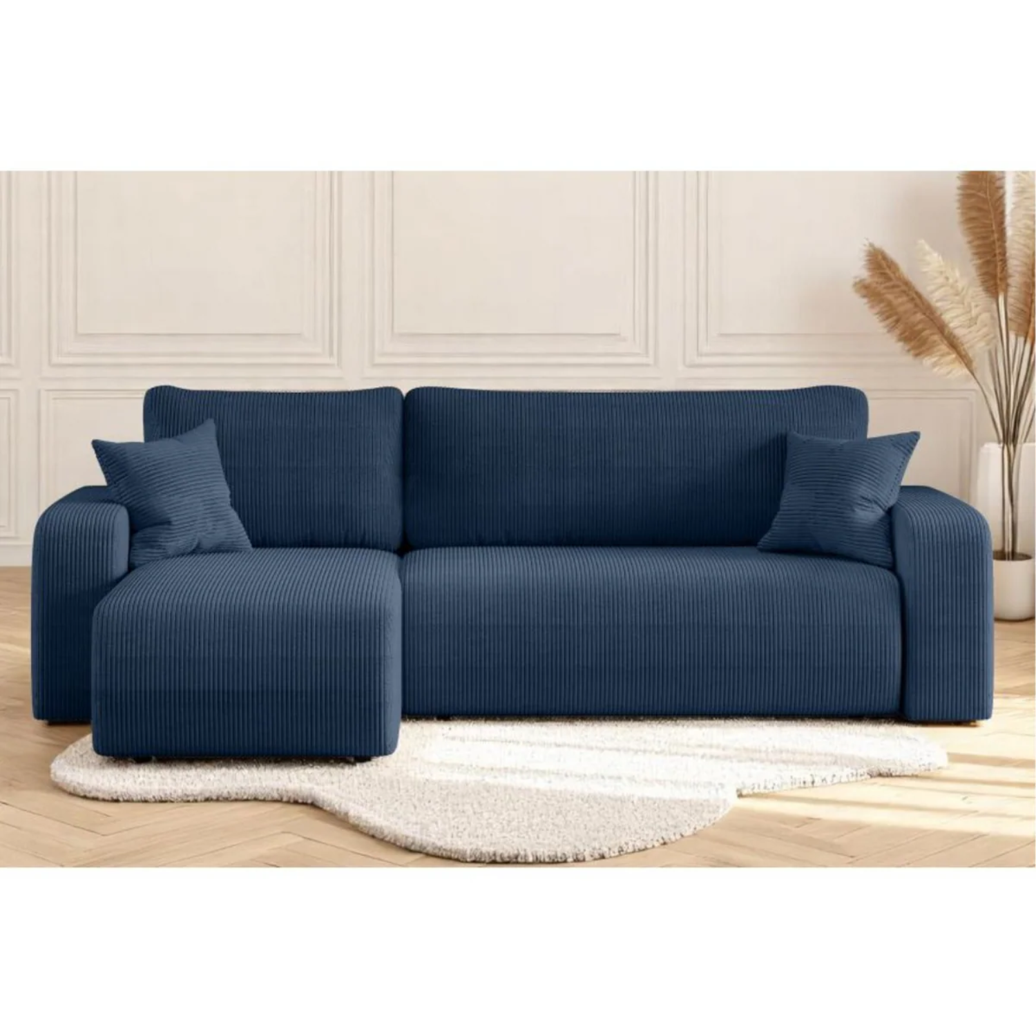 Canapé d'angle convertible et réversible 4 places en velours côtelé