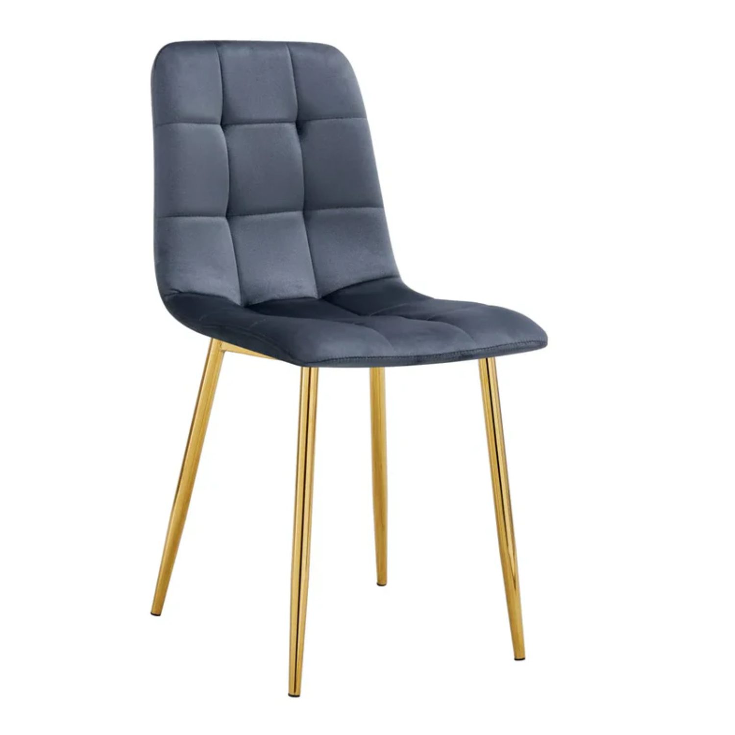 Chaise avec assise en tissu velours et piètement en acier