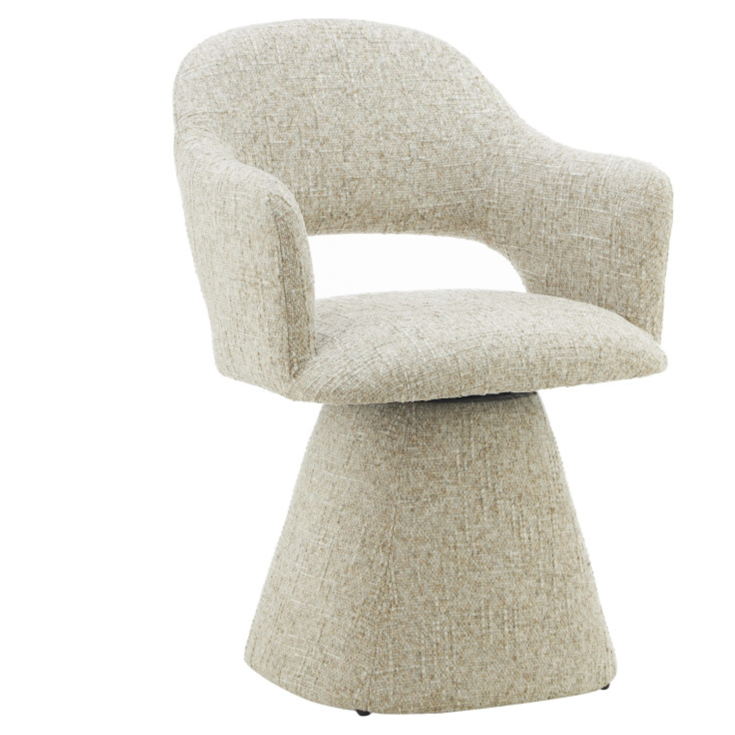 Chaise design – Coque enveloppante en tissu & base trapézoïdale (Beige ou Gris clair)