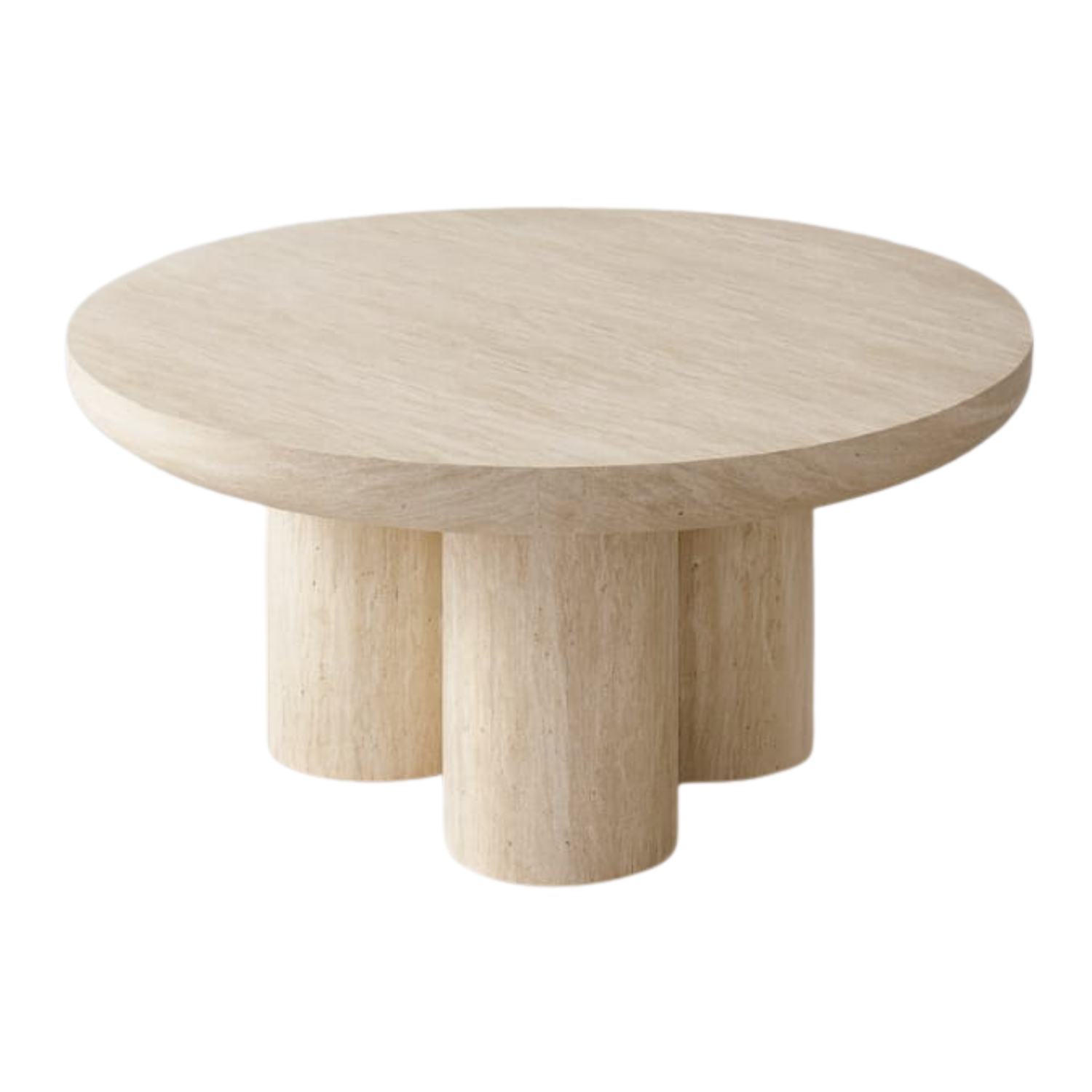 Table Basse Effet Travertin – Plateau et Piètement en Bois MDF 90 cm