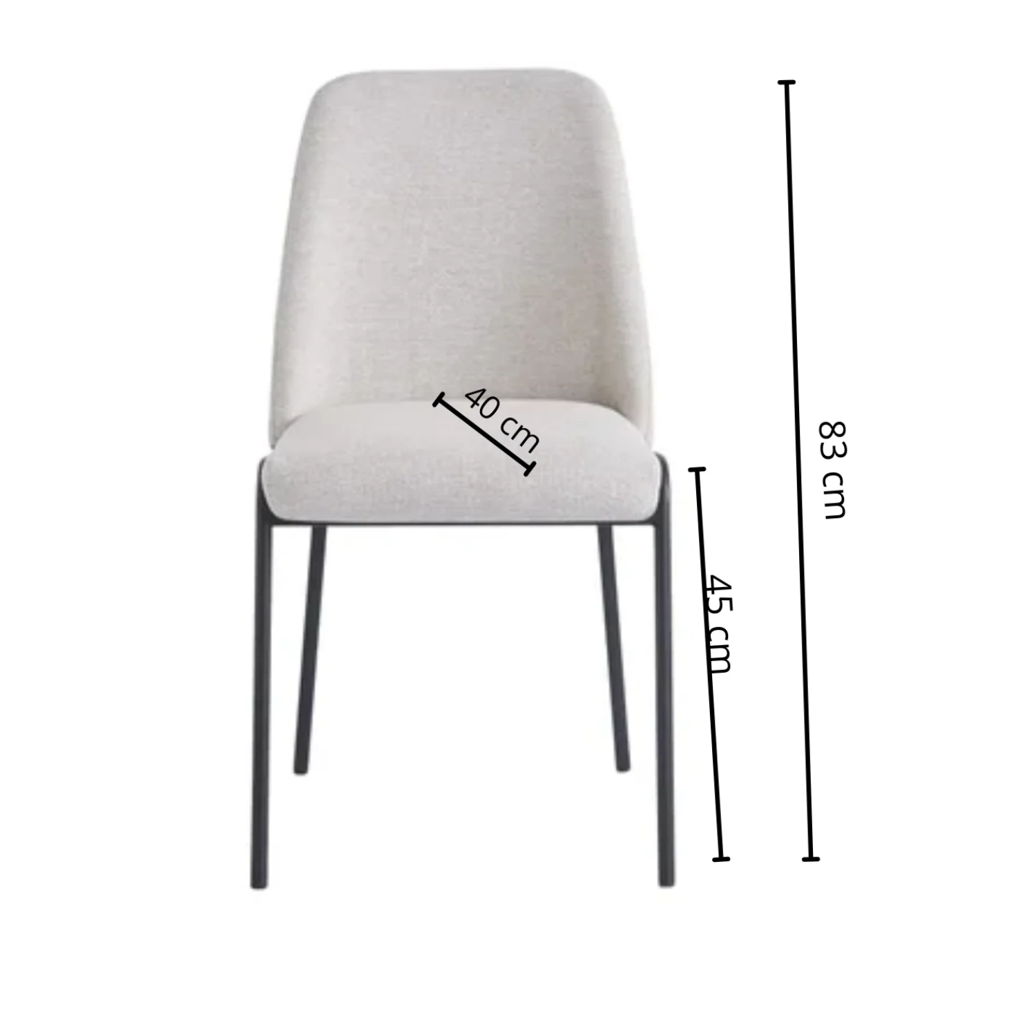 Chaise en Tissu Effet Lin avec Pieds en Métal Noir